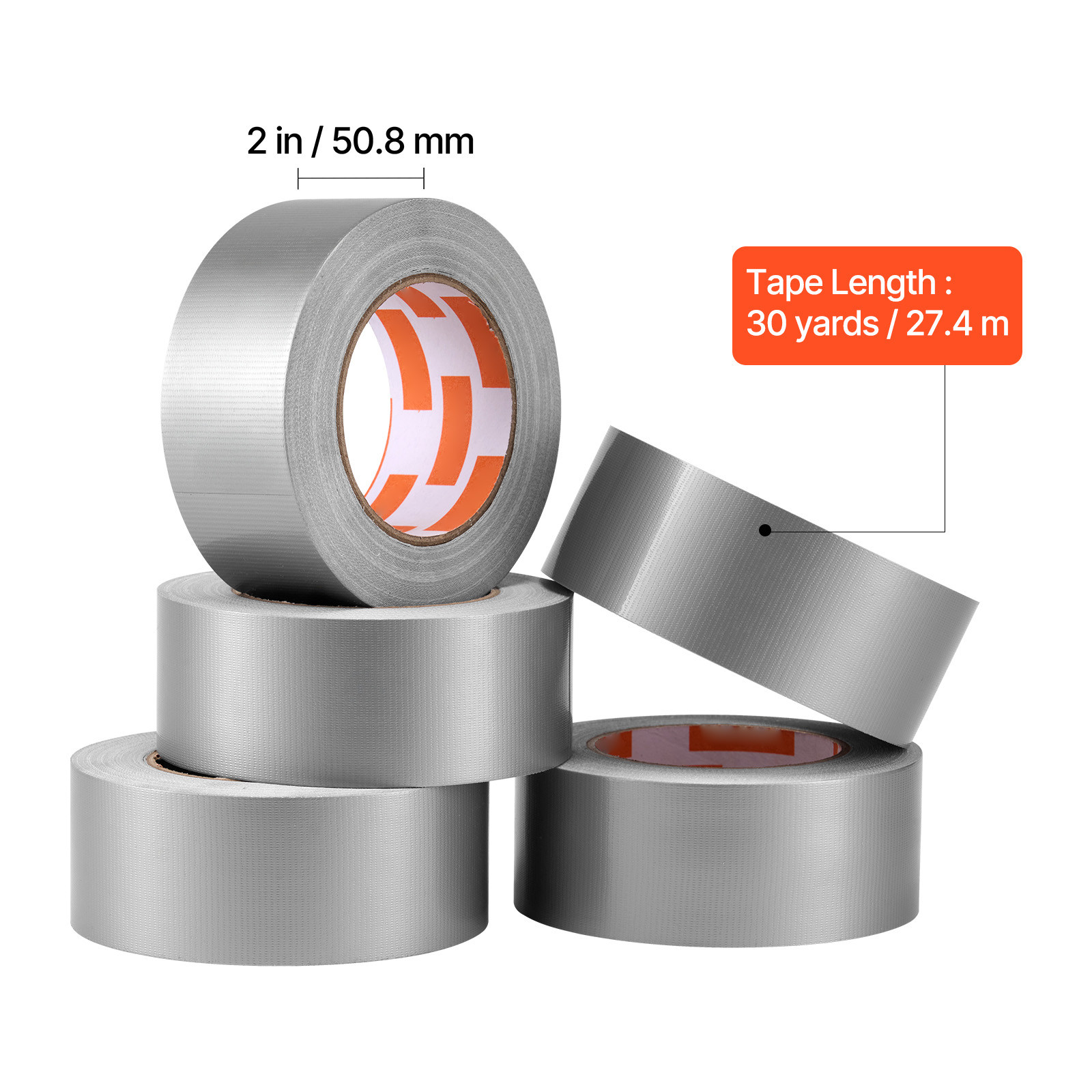5-Pack Duct Tape Heavy Duty 2 in x 30 Yards Waterproof Indoor Outdoor Repair