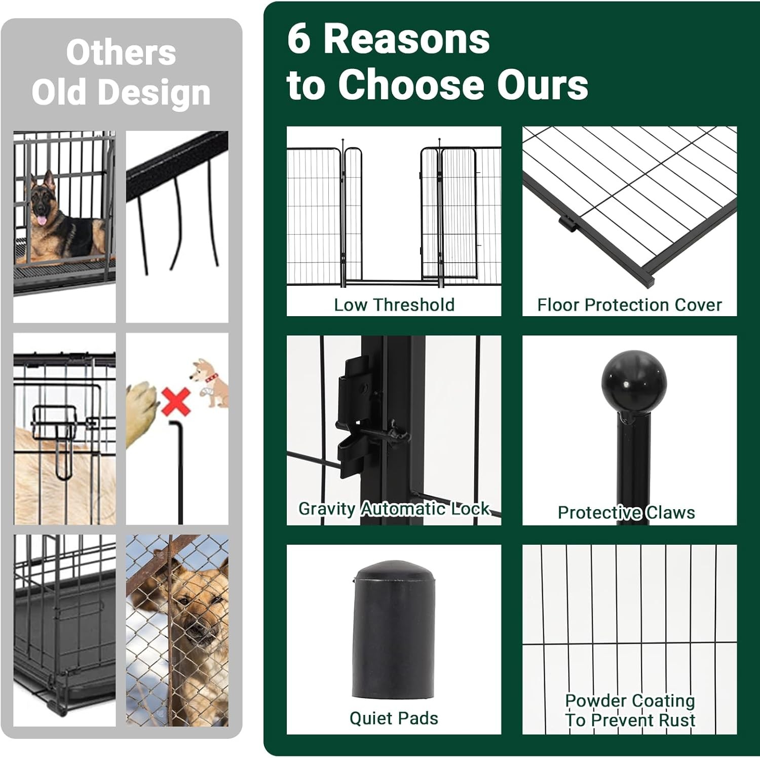 Dog Playpen 40" Height 8 Panels Indoor/Outdoor Heavy Duty Metal Pet Exercise Pen