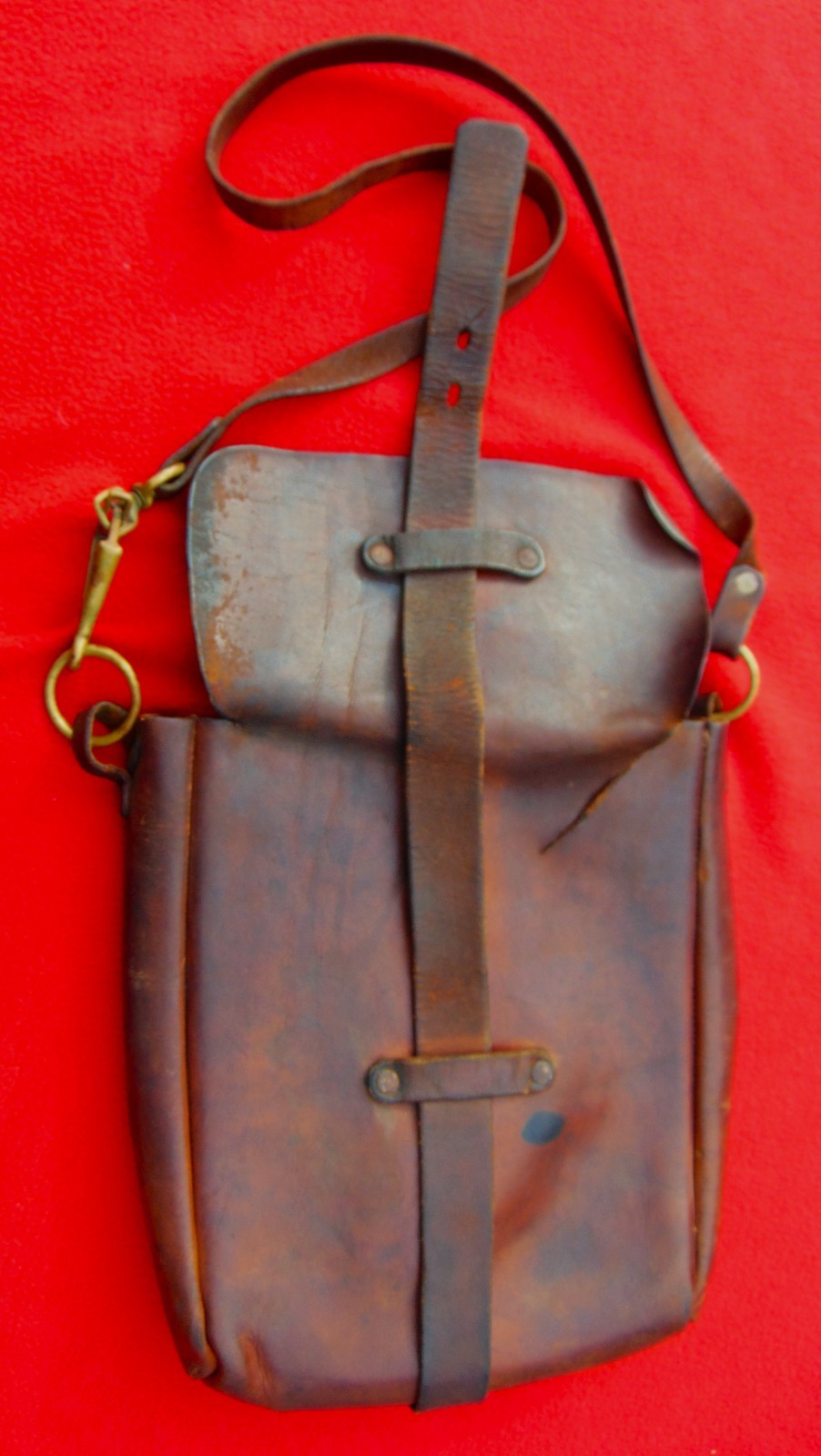 RARE ORIGINAL LATE 1800's LEATHER WESTERN COURIER BAG~SADDLE BAG TYPE ~ 11" HIGH