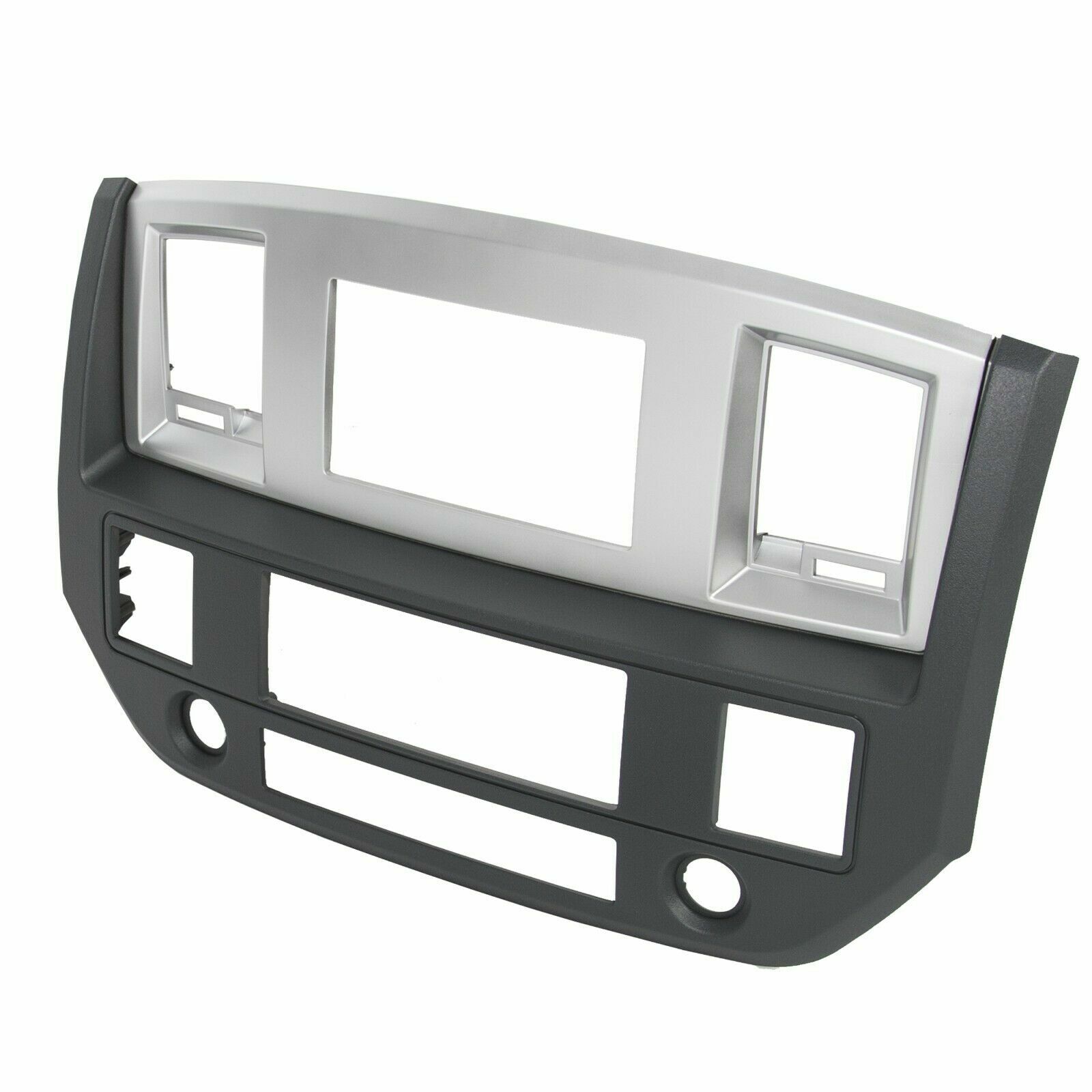 Radio Double Din Dash Install Bezel Kit Silver Slate Grey Fits 2006-09 Dodge Ram