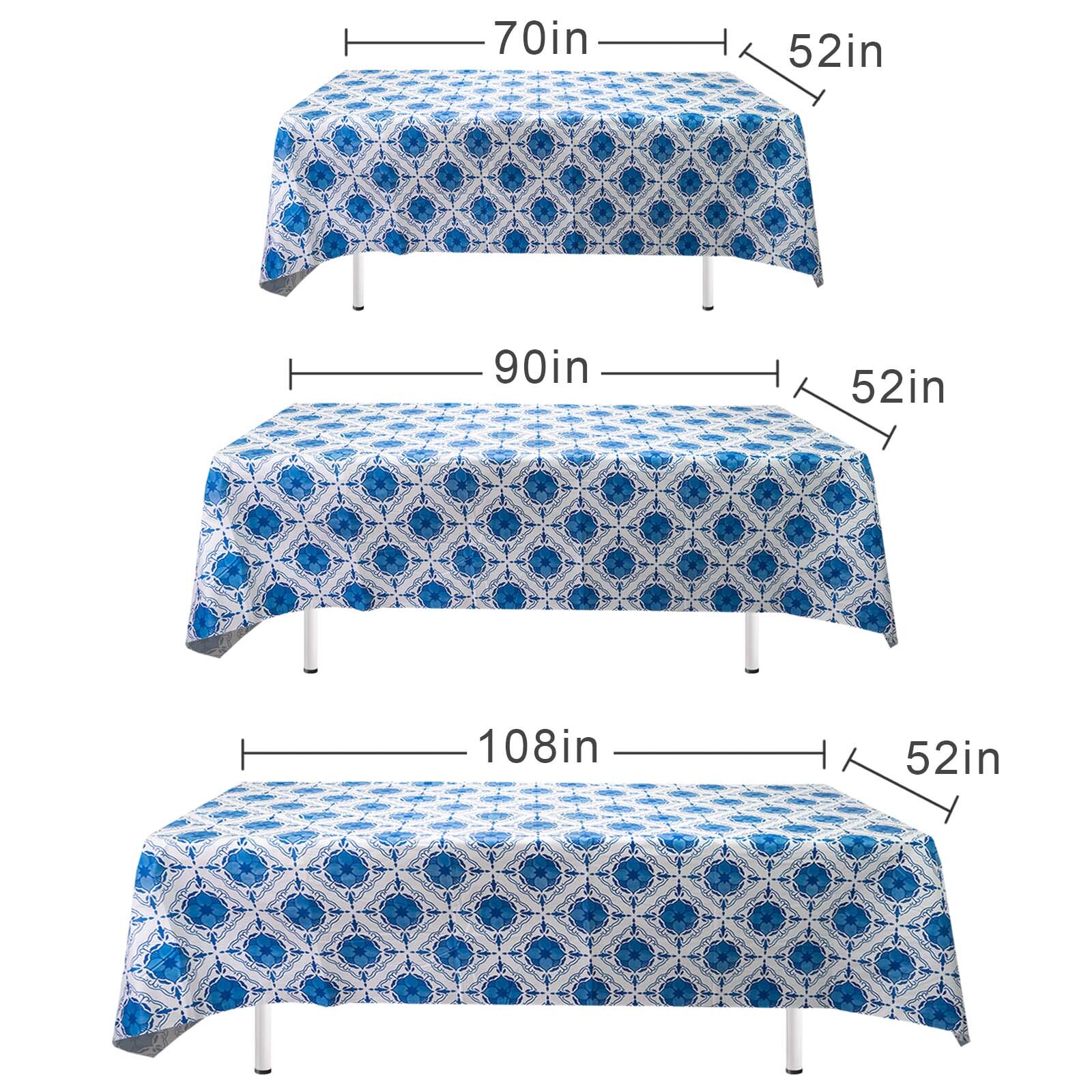 Rectangle Vinyl Flannel Backed Tablecloths Heavy Duty Waterproof Table Cover