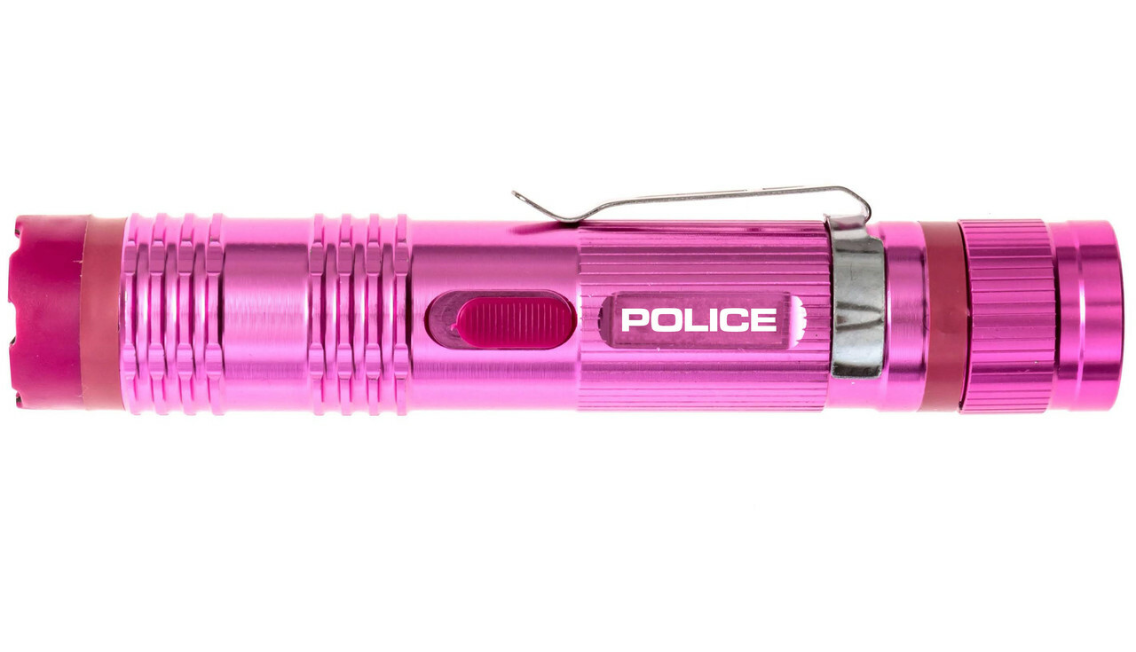 POLICE Stun Gun M12 700 BV Metal Rechargeable LED Flashlight Pink