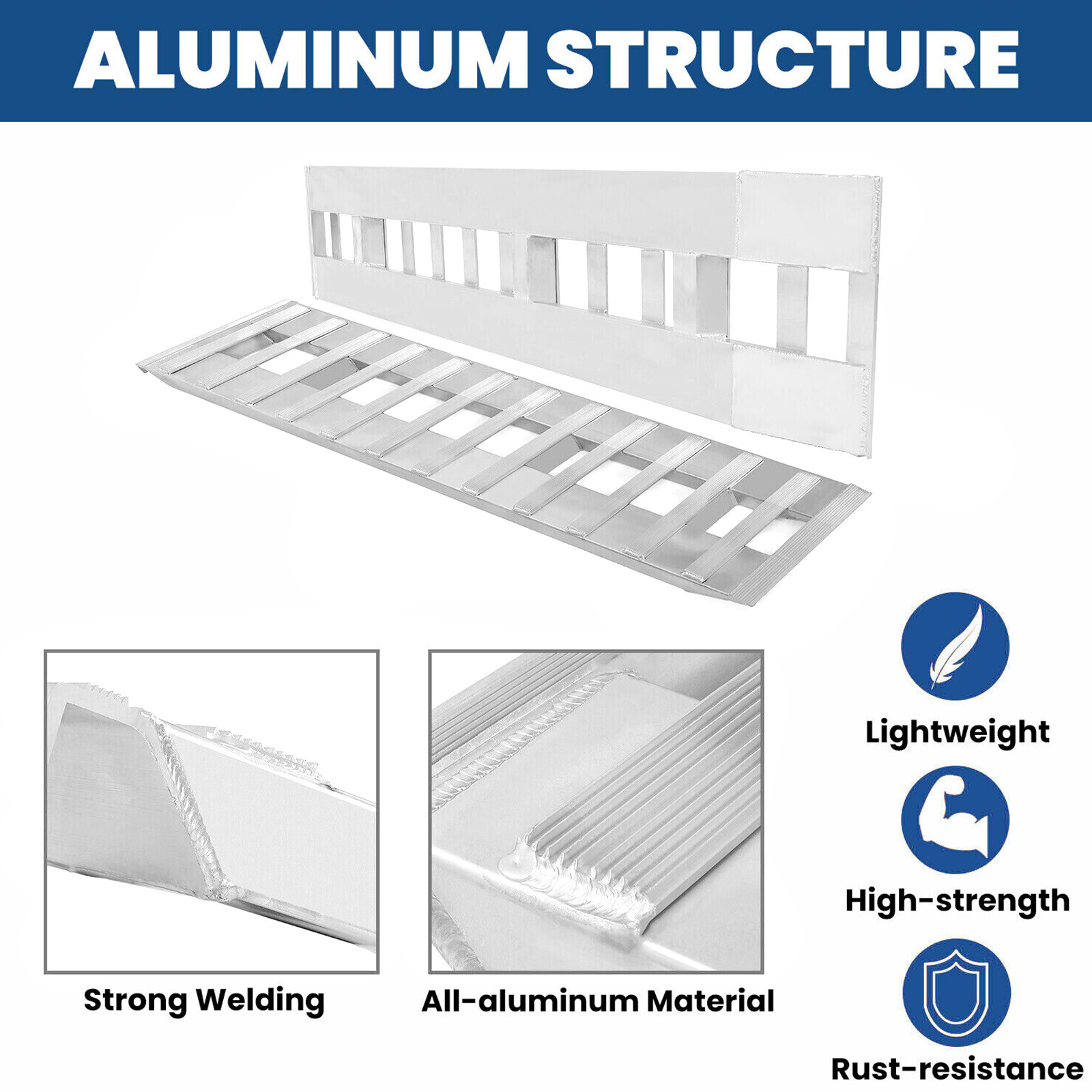 Pair Of 80" X 15" Aluminum 6000 LBS Truck Car Auto Trailer Ramps Hook End Knife