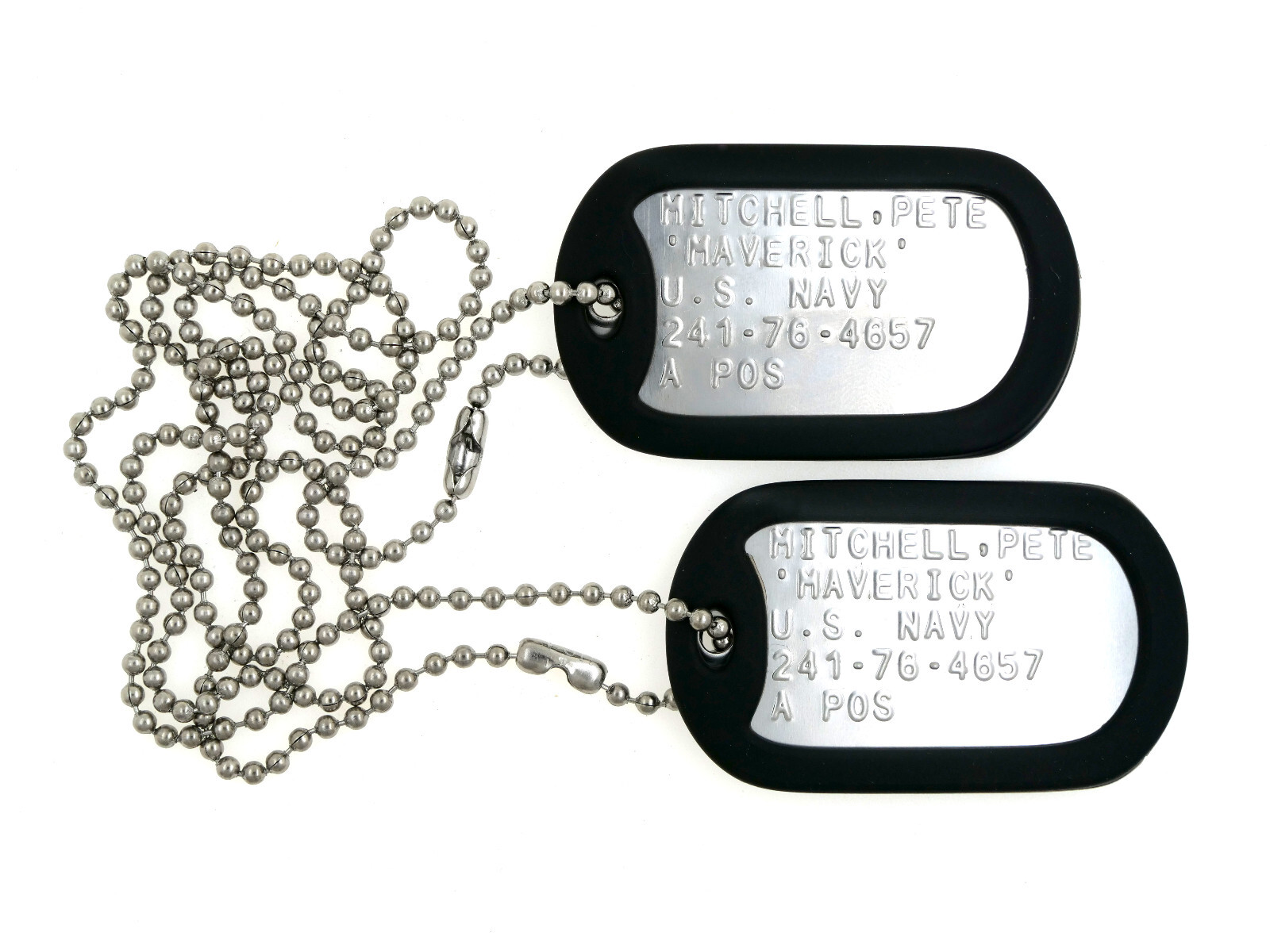 MAVERICK Top Gun Military Stainless Steel Dog Tag Set Cosplay Halloween