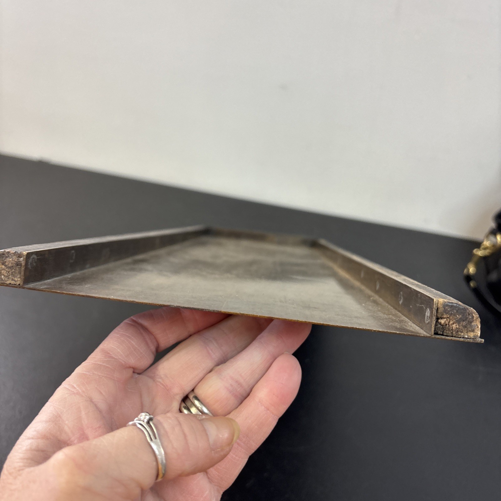 Letterpress Printer Block Type Galley Tray Brass And Wood 24”X 8”