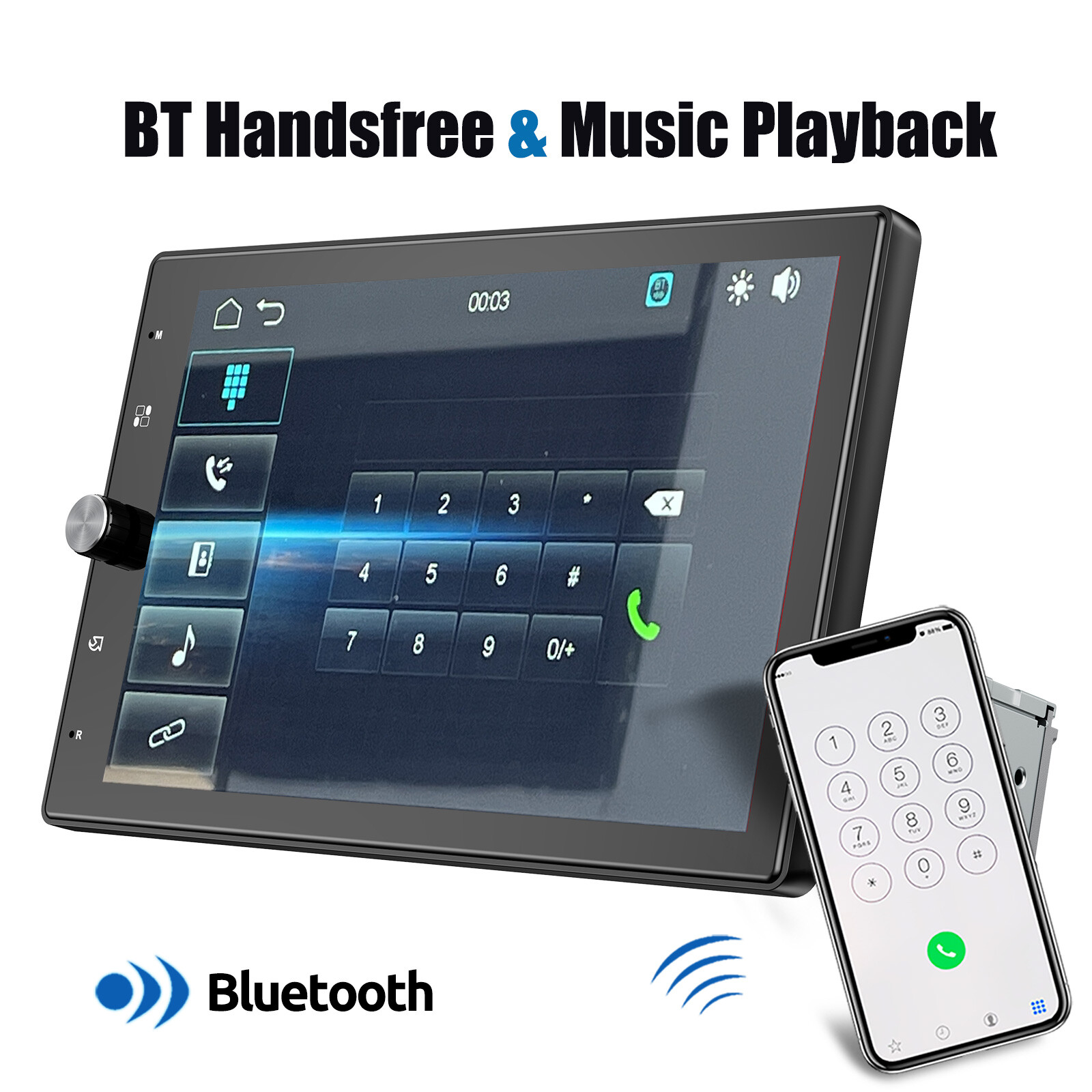 10.4" Single Din Touch Screen Stereo Bluetooth Radio Apple/Android Carplay+CAM