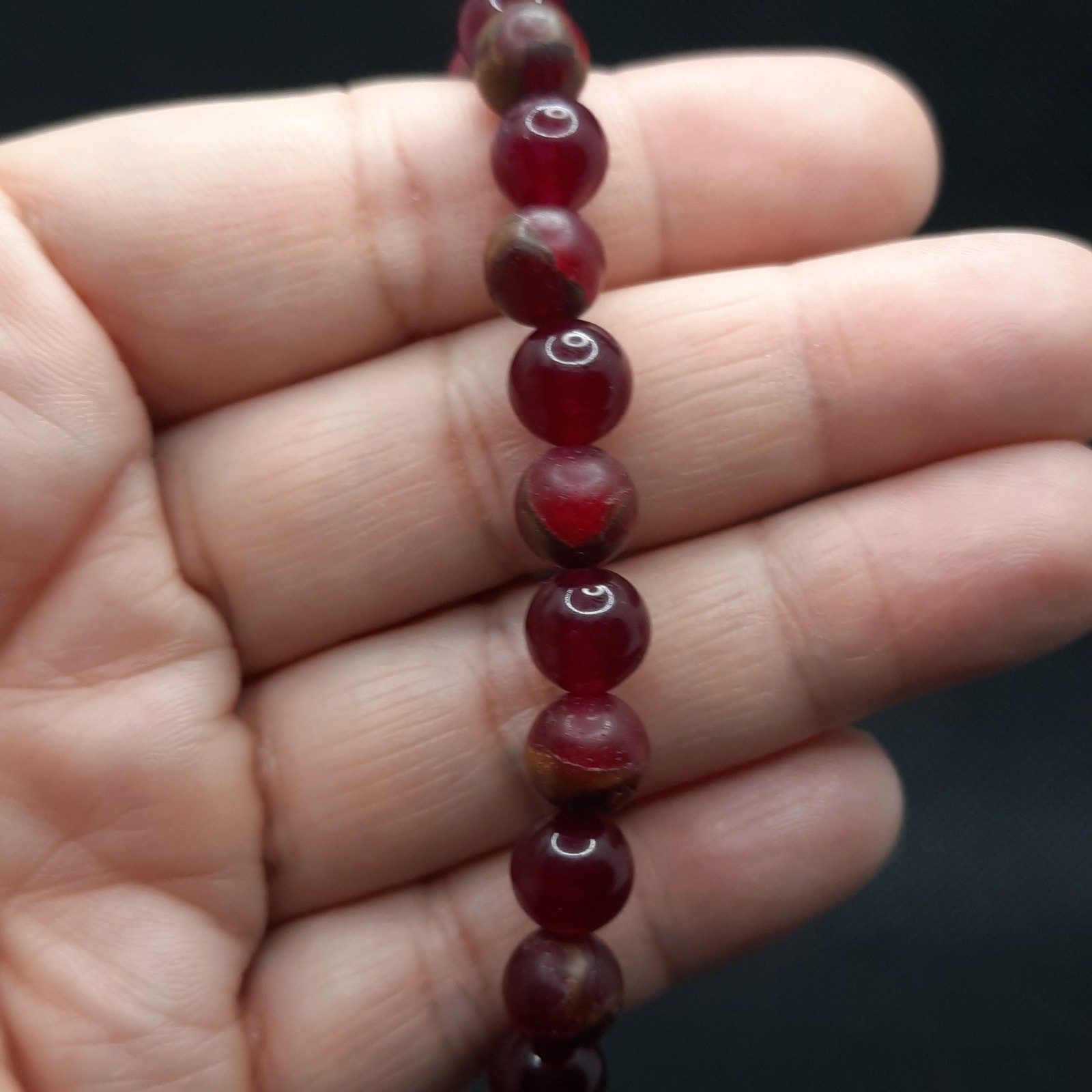 Red Jasper 8mm Beaded Bracelet with Tibetan Silver, New