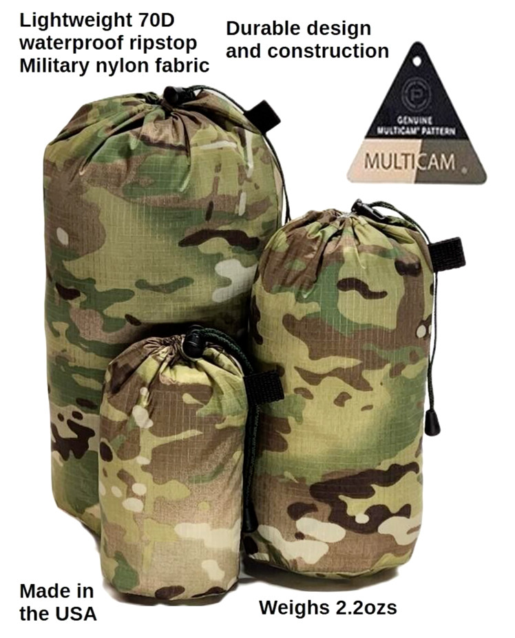 3-pk MULTICAM 70D Mil-spec Ripstop Waterproof Nylon Camping Hiking Stuffsack Set