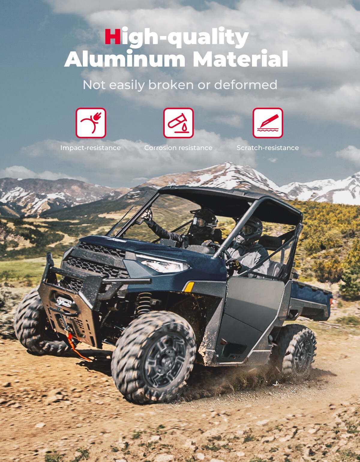 KEMIMOTO Heavy Duty Half Aluminum Doors for Polaris Ranger XP 1000 2018-2025