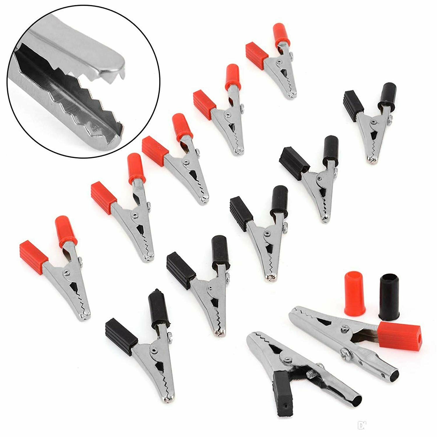 20 Pcs Electrical Test Clamps Metal Alligator Clips with Red & Black Handle Bulk