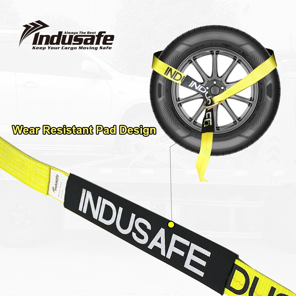 4 Packs Axle Straps with Flat Hook Car Trailer Hauler Ratchet Tie Down Strap