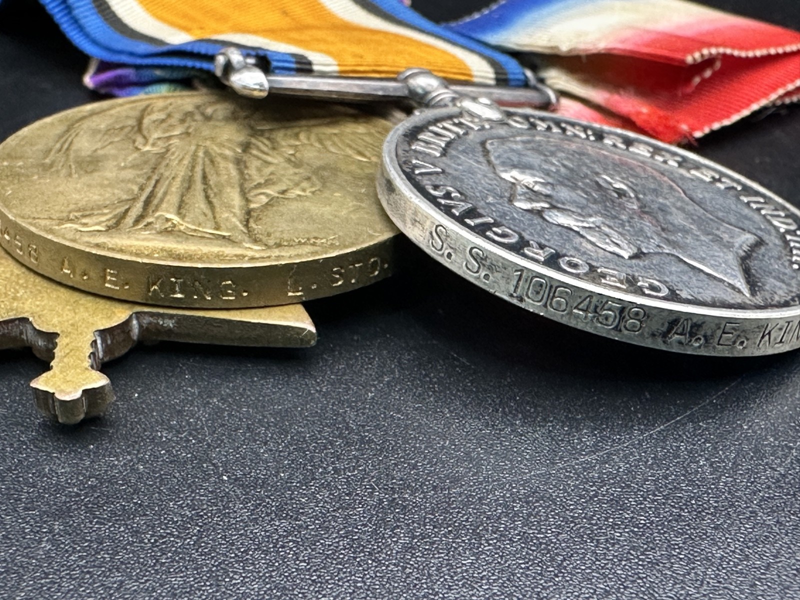 WW1 Star Medal Trio SS.106458 A.E.King STO.1.RN Stoker Royal Navy