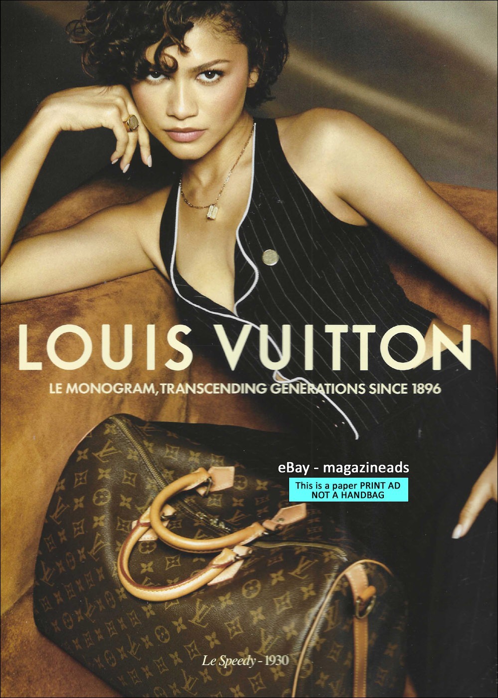 LOUIS VUITTON 1-Page PRINT AD Spring 2026 ZENDAYA Monogram 130 Year Anniversary