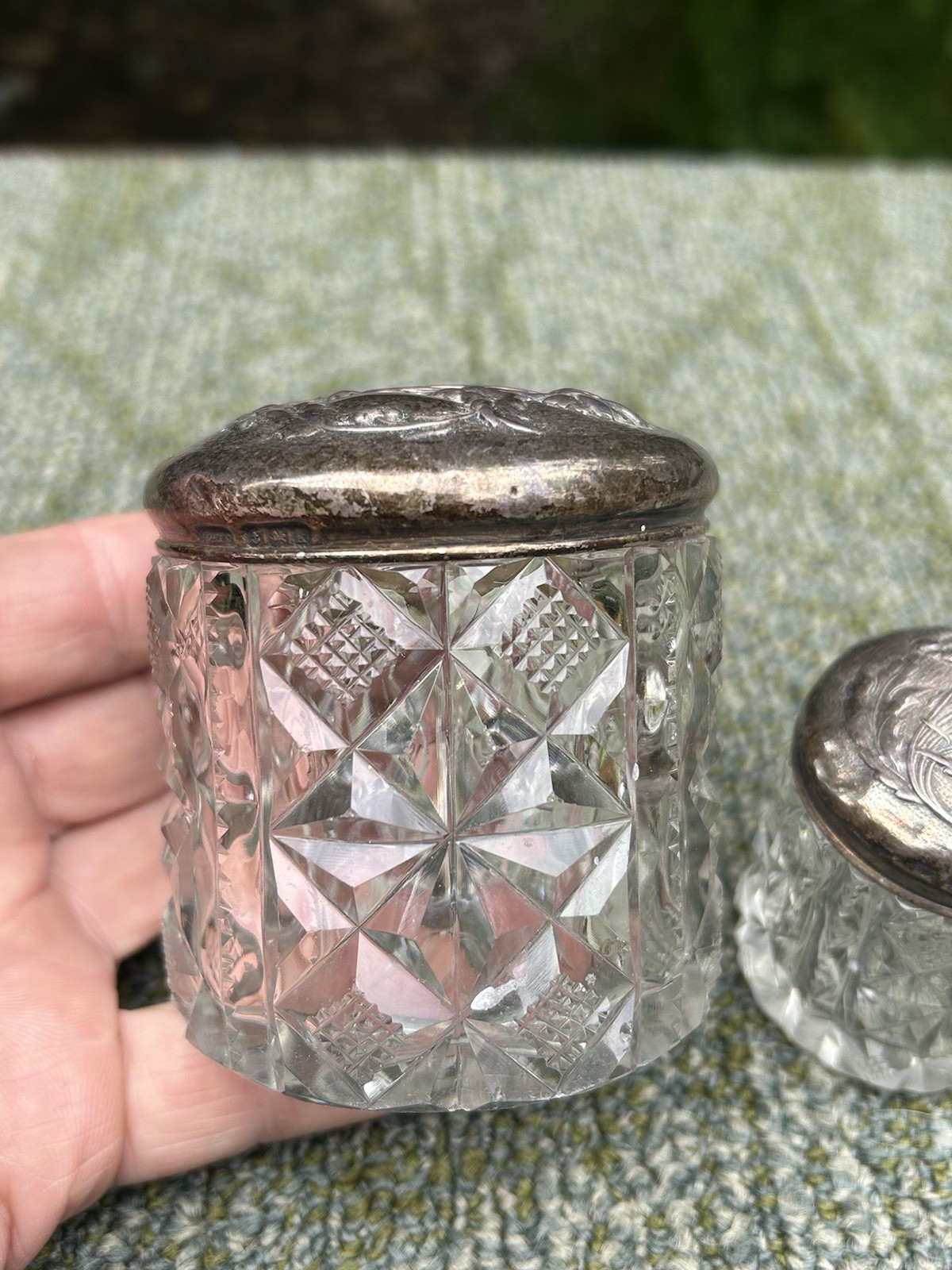 Antique English Sterling Silver Cut Glass Vanity Bottle Set Henry Williamson Ltd