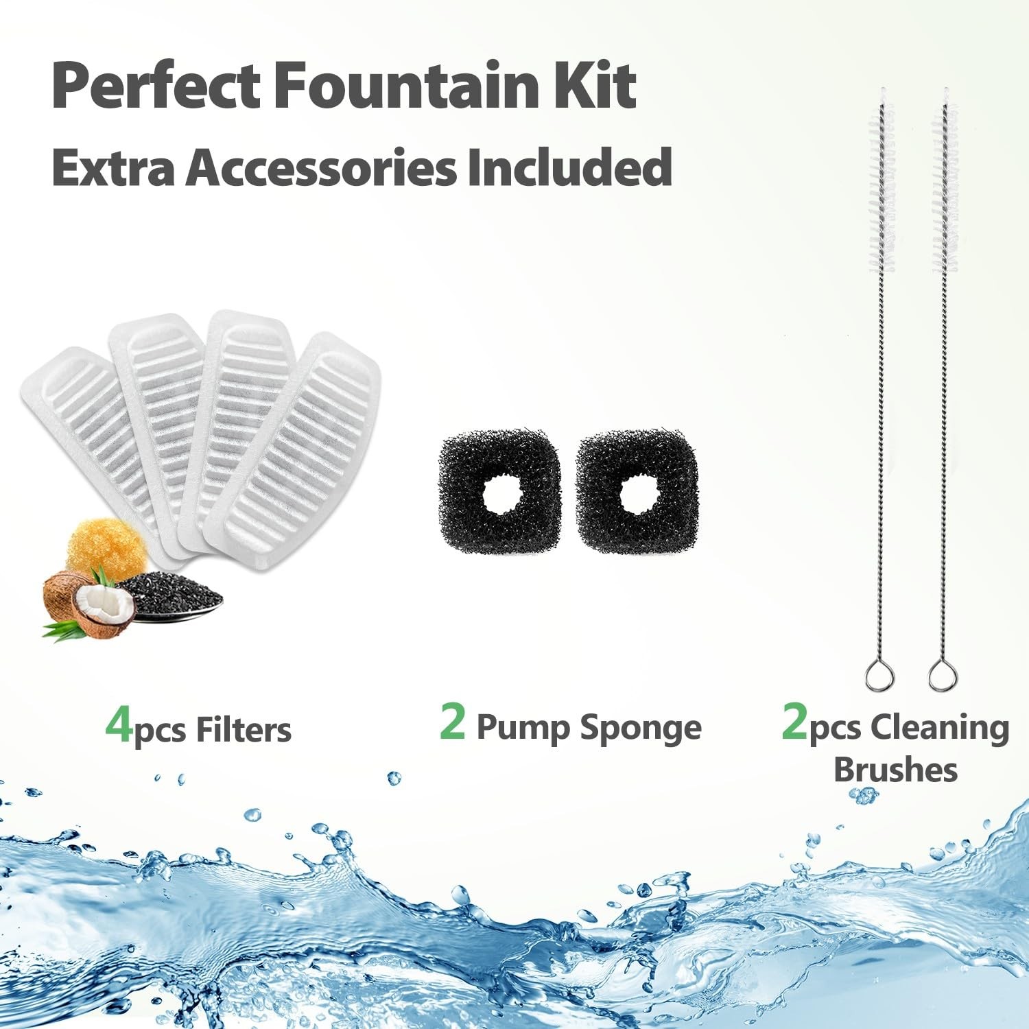 Cat Water Fountain Stainless Steel, 2L Pet Fountain for Cats Inside, Dog Wate...