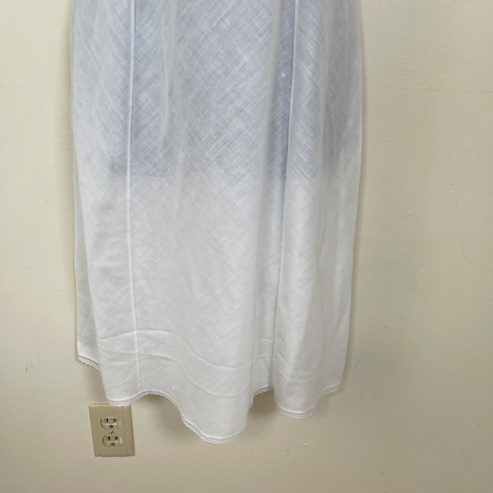 Vitage WONDER MAID White Floral Lace Trim Full Slip Dress 36 Cotton Cottagecore