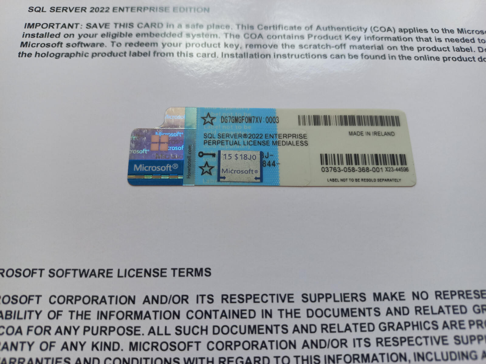SQL Server 2022 Enterprise 96 Core License, unlimited User CALs PHYSICAL ITEM