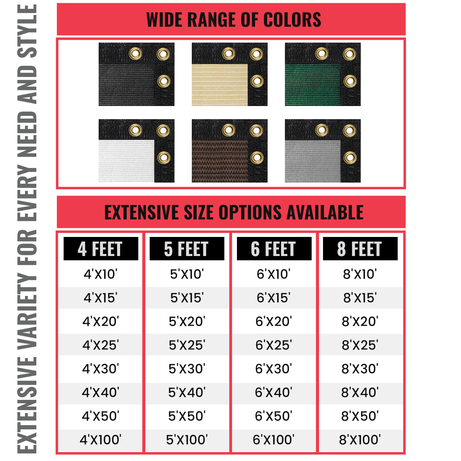 SEALTECH Fence Privacy Screen Mesh Cover Garden Yard 90% + Blockage, Zip Ties