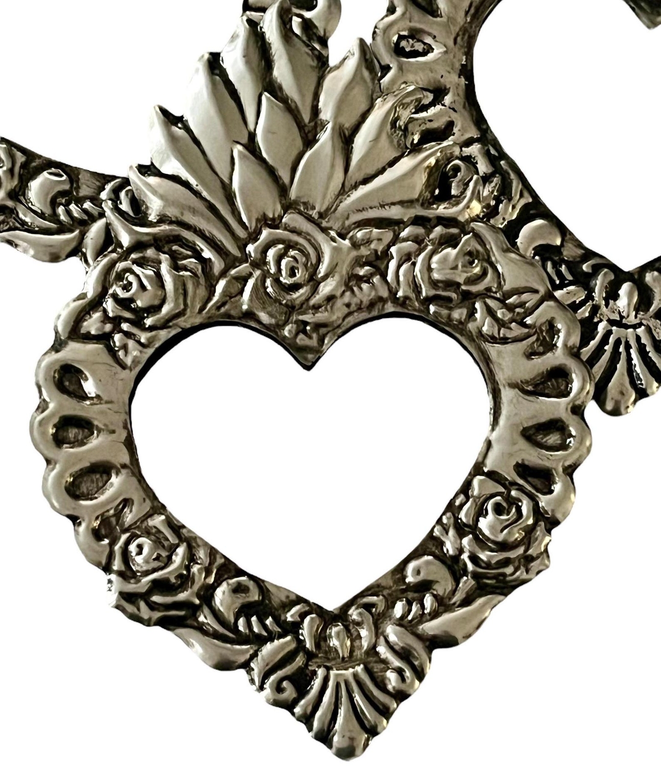 Tin HEART Mirror, Mexican Punched Tin Sacred Heart 8"