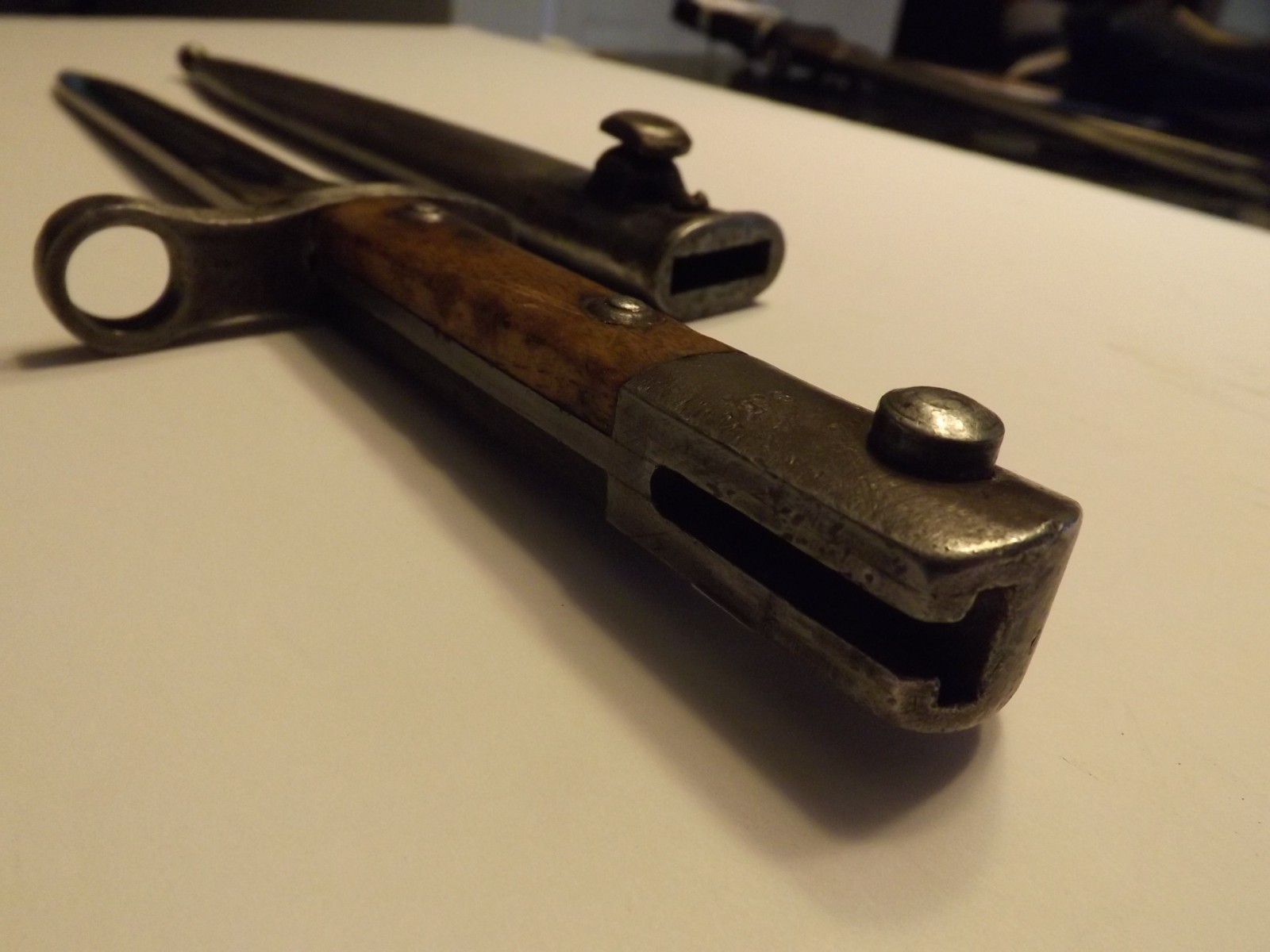 Vintage WWII M-1935 Turkish Mauser Bayonet with Metal Scabbard-VG