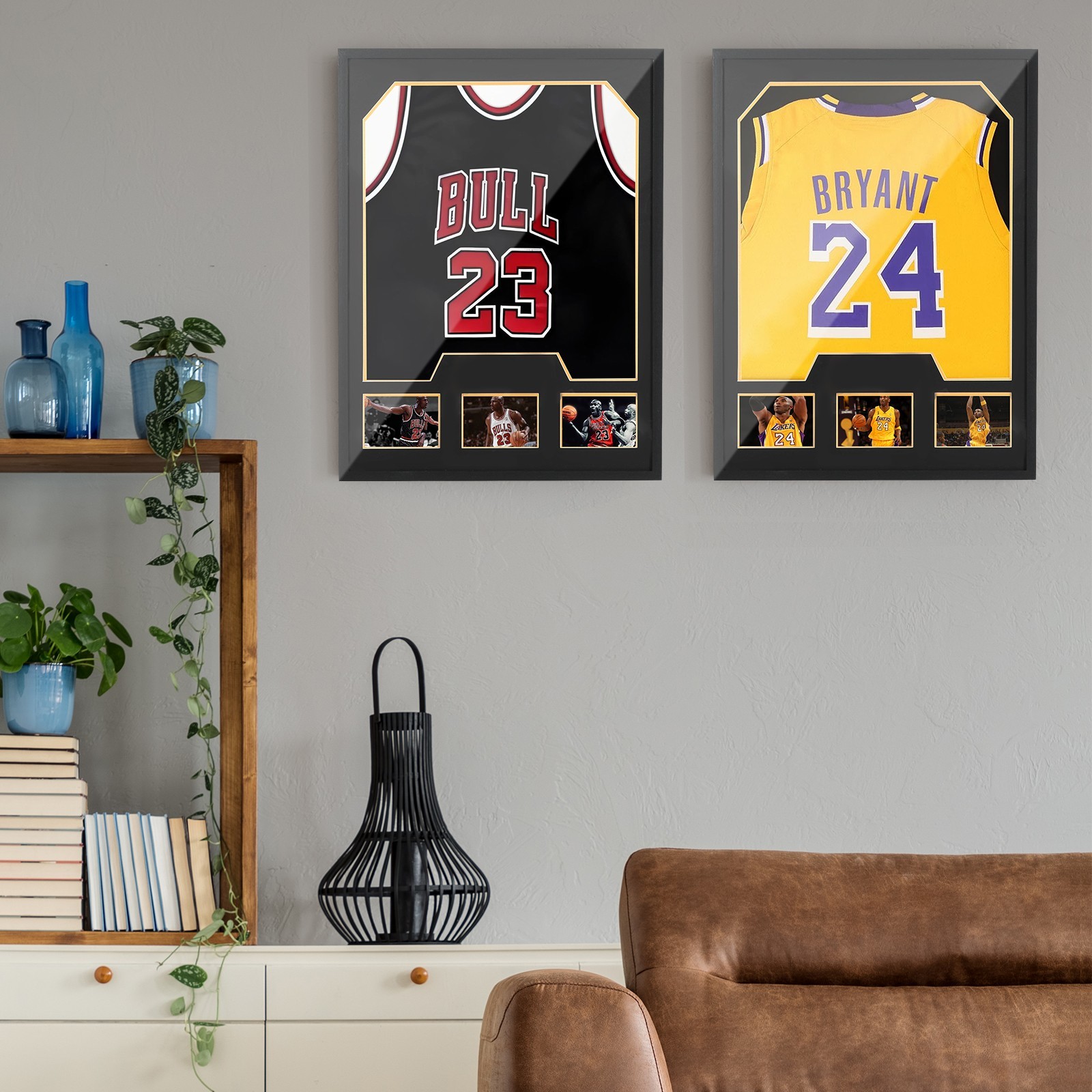 Jersey Display Case with Photo Slots, UV Protection Shadow Box for Sports (3P)