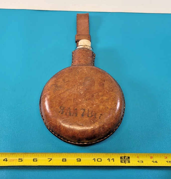 Vintage Military Glass Leather Canteen Decanter Flask + Regimental Markings