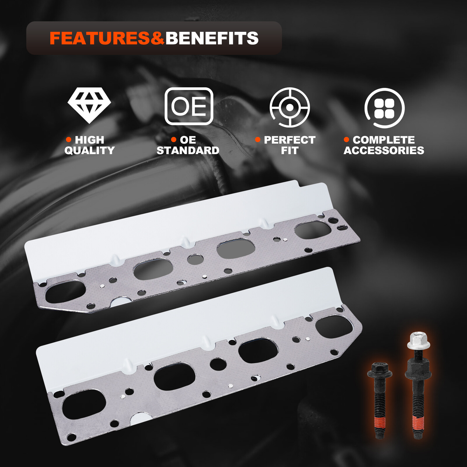 5.7 Exhaust Manifold Gasket Kit w/Bolt Nuts for 2009-2020 Dodge Ram Jeep 5.7L V8