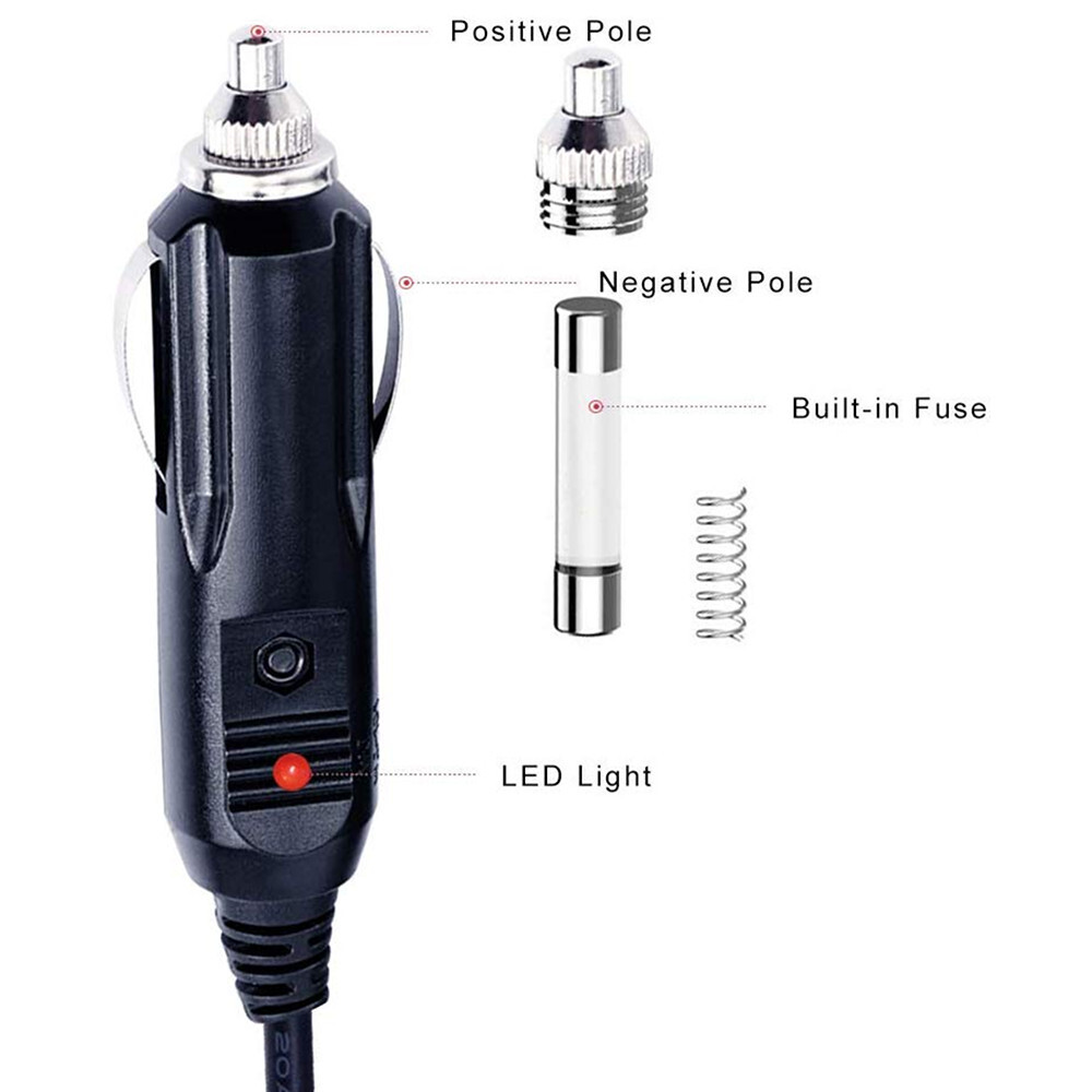 12V DC Car Charger Power Suppy Cable Cord Cigarette Lighter Plug 5.5mm x 2.1mm