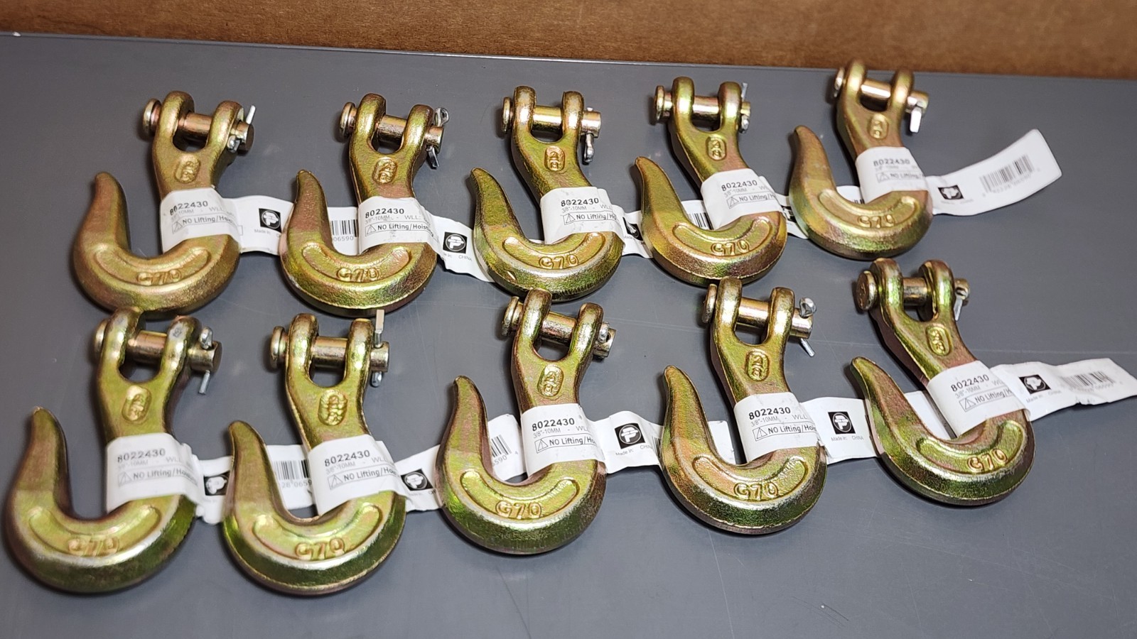 Peerless 3/8" Clevis Slip Chain Grab Hook Tow Chain G70 8022430 (Qty 10)