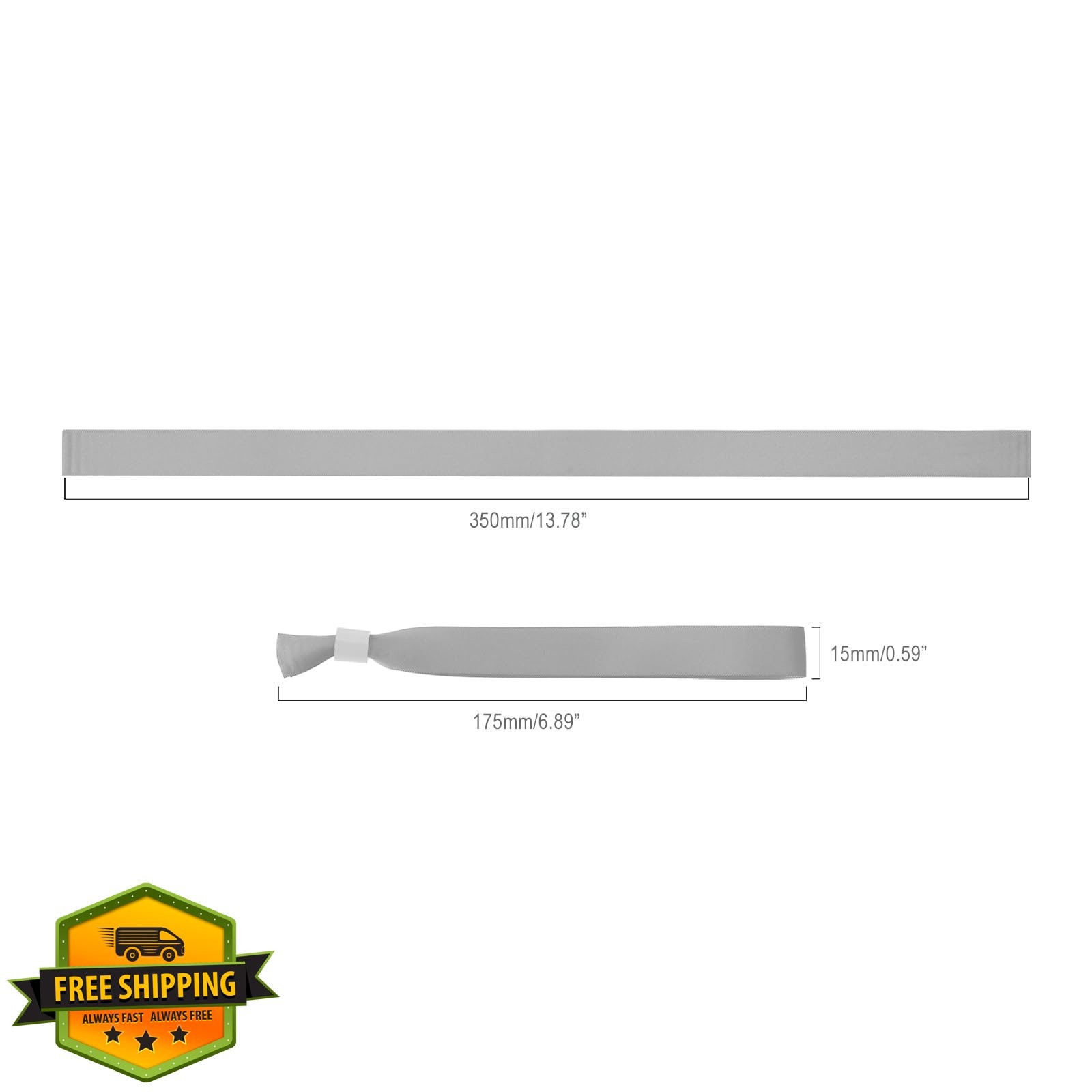 100 Pcs Gray Fabric Event Wristbands, Adjustable, Secure Snap, Disposable