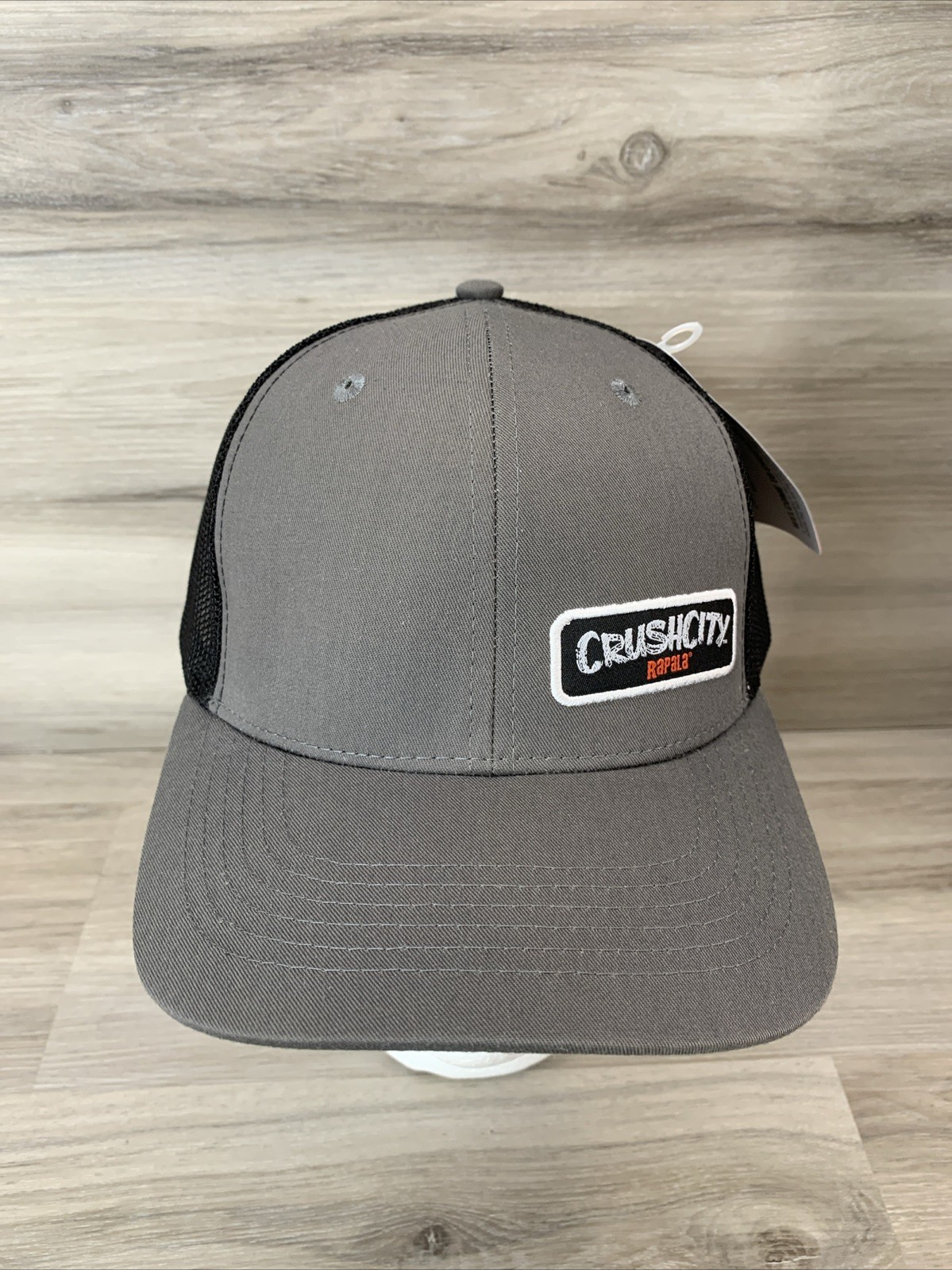 Rapala Crush City Mesh SnapBack Hat Cap NEW SMALL PATCH FISHING LURES GRAY