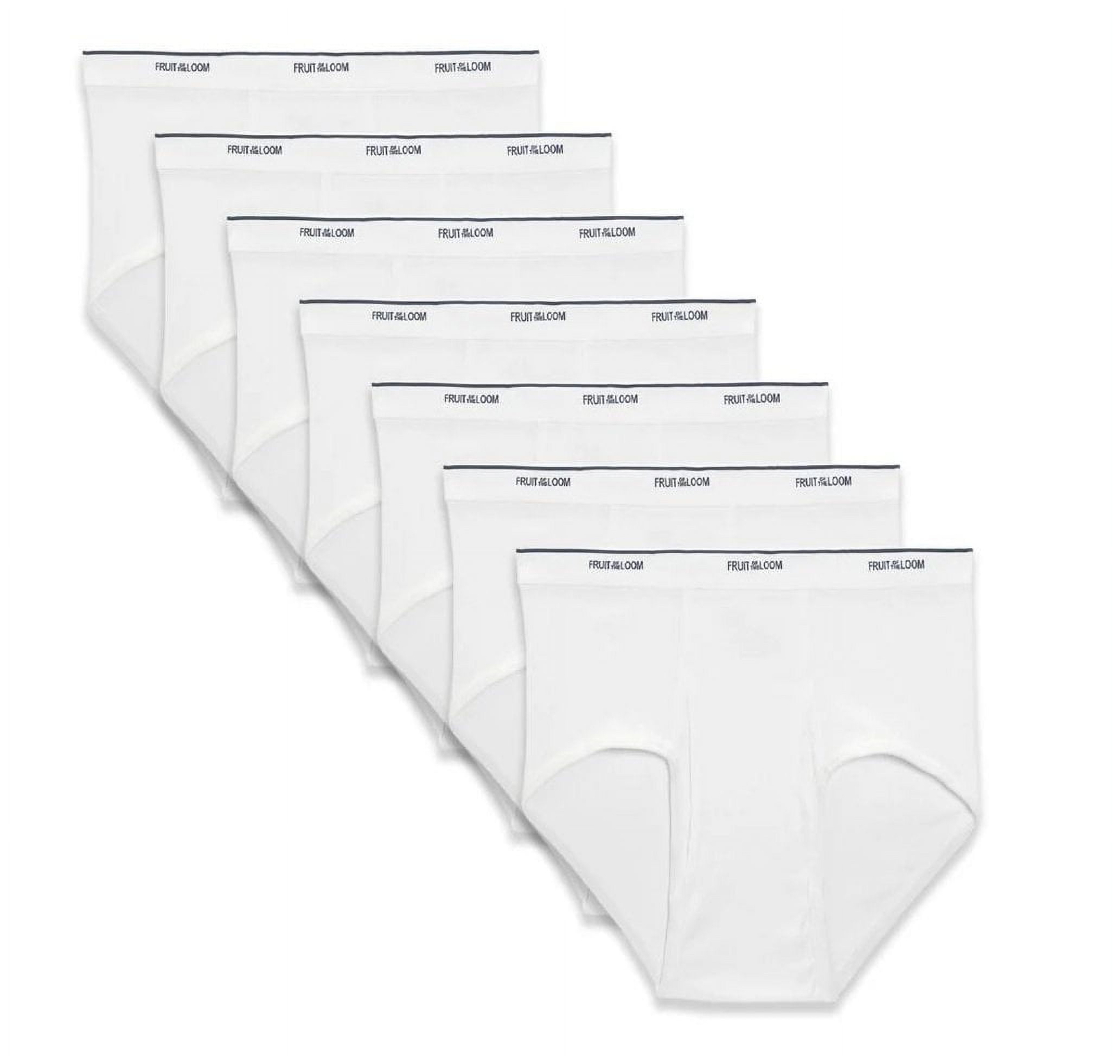 Fruit of the Loom Men's Tag Free  Cotton White Briefs, Sizes S-3XL, 7 Pack