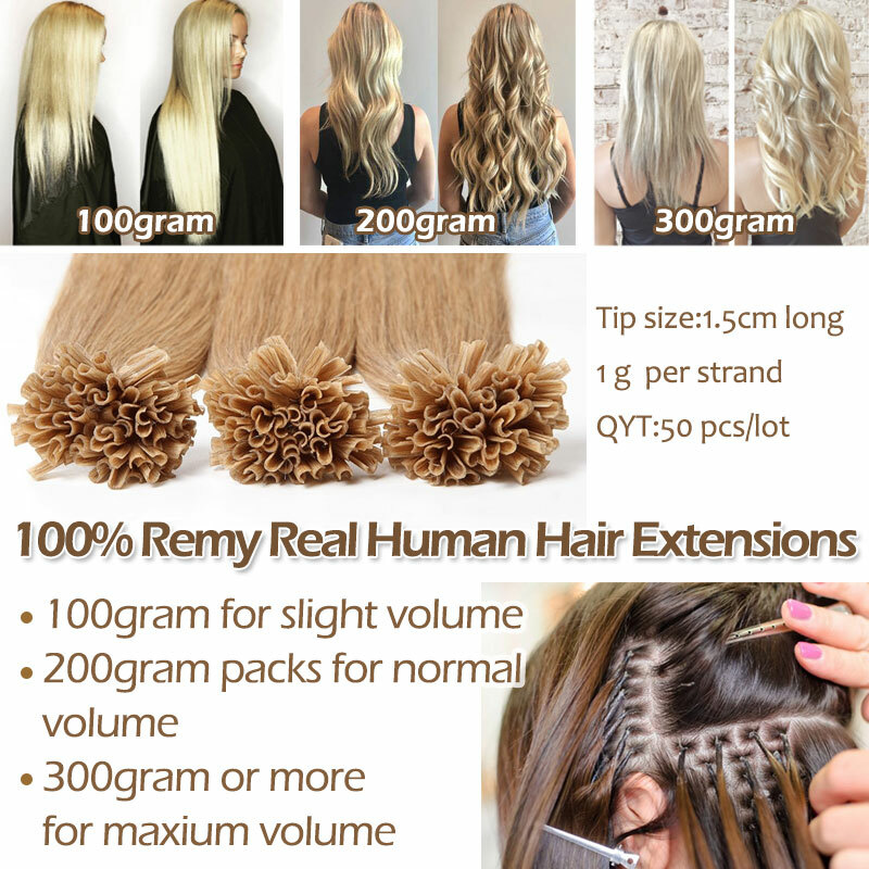 Thick Russian Flat Pre Bonded Real Remy Human Hair Extensions Nail U Tip Keratin