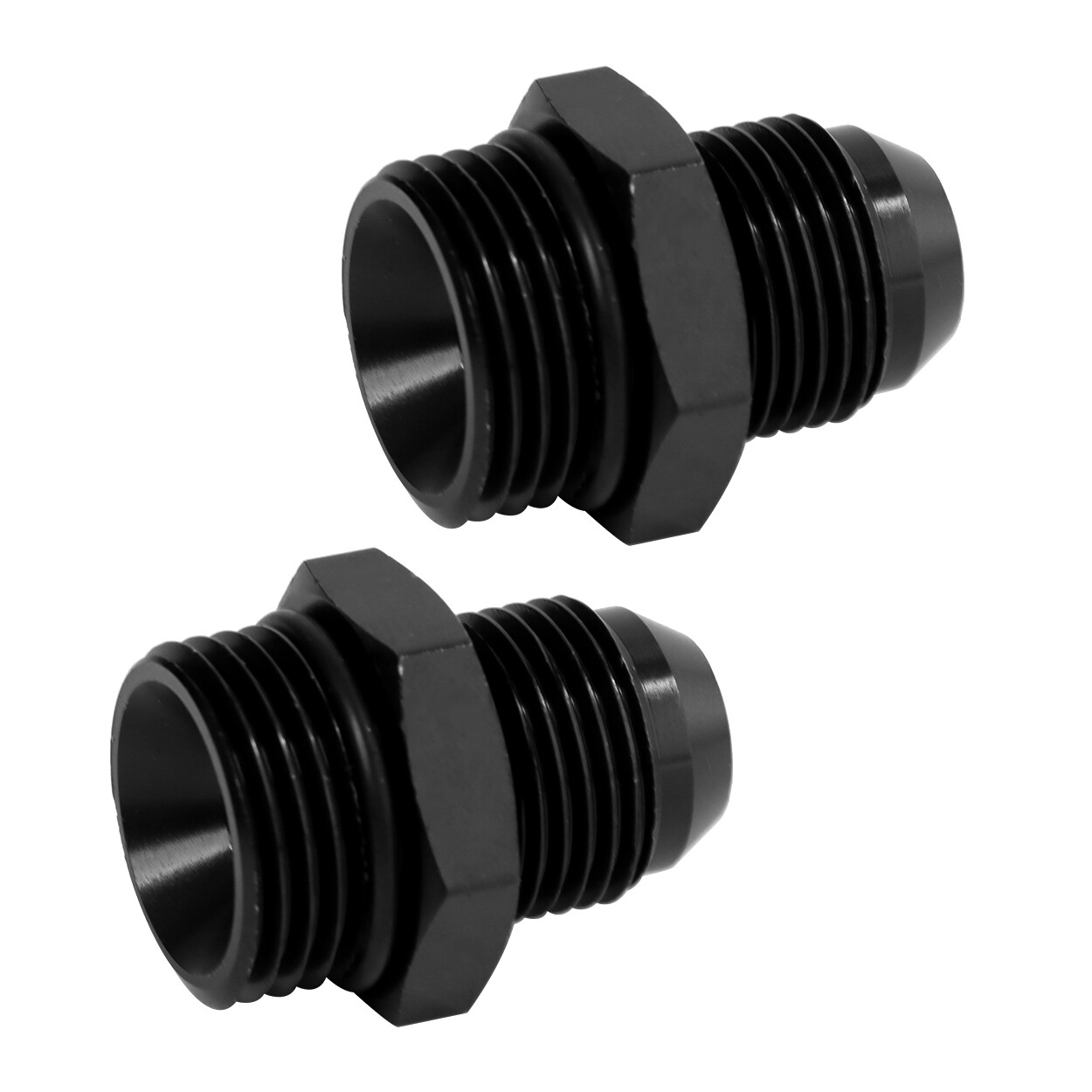 LokoCar 8AN Flare to 10AN ORB Male Fuel Rail Adapter Fitting Black 2Pcs