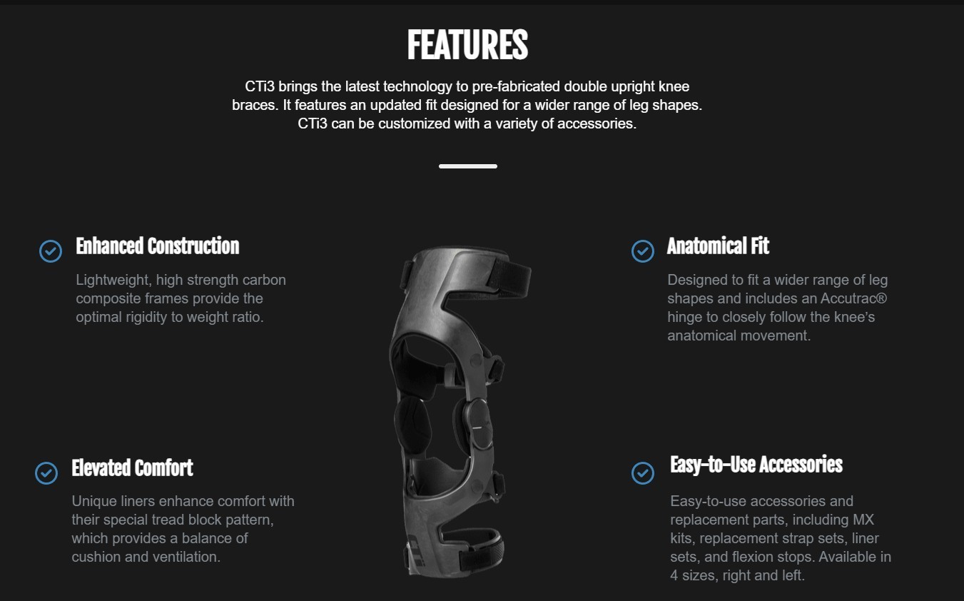 Ossur CTI3 Knee Brace for ACL, MCL, LCL, PCL or Instabilities - 33% OFF MSRP