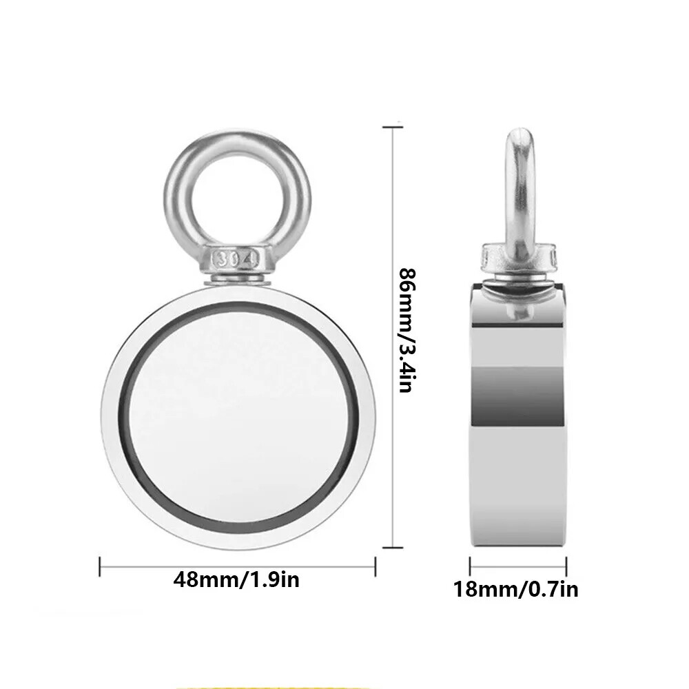 Fishing Magnet Kit Up To 2000lbs Pull Force Super Strong Neodymium +65ft Rope