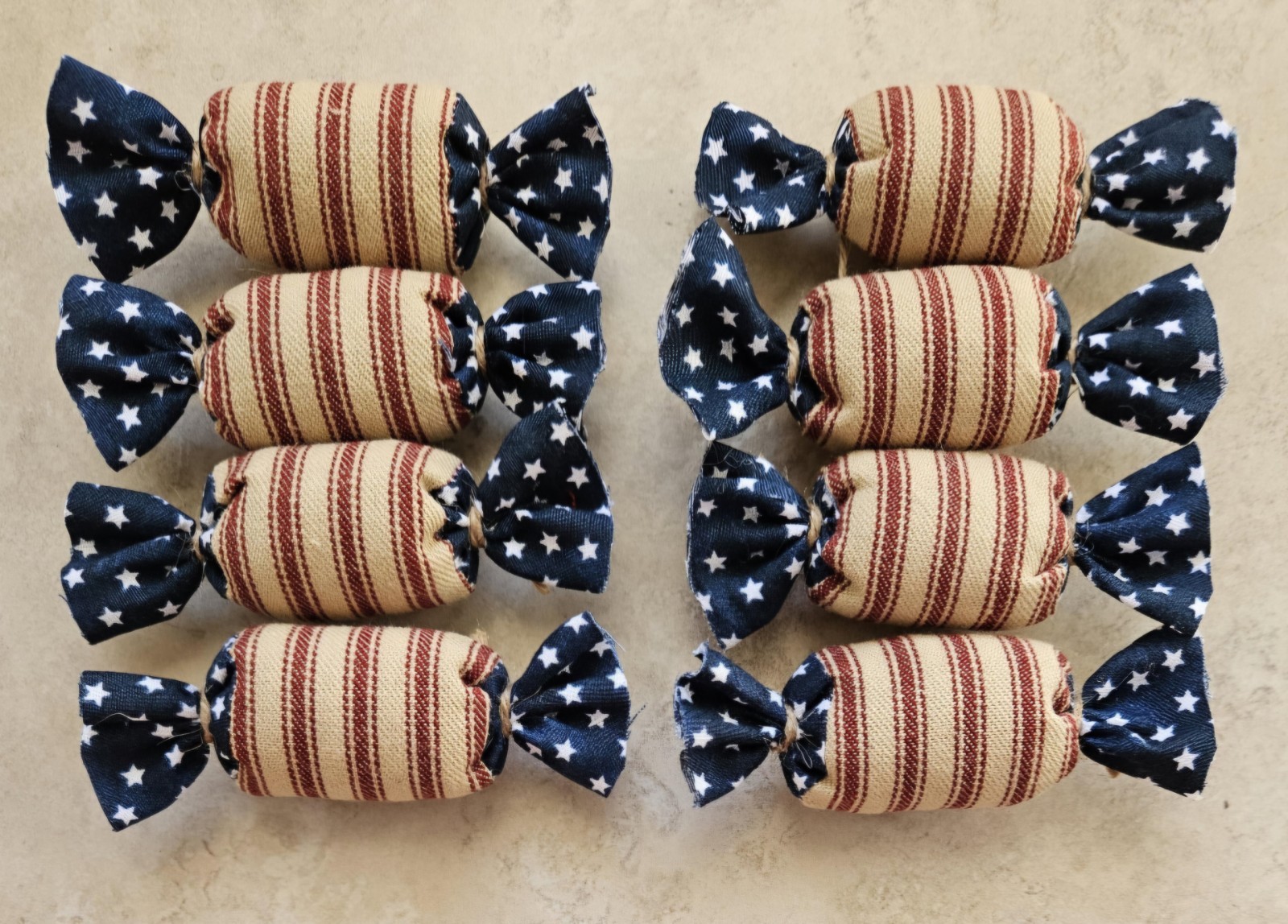 Bowl Filler Americana Patriotic Ornie Fabric 8 Pcs Candy Tier Tray Fabric Decor