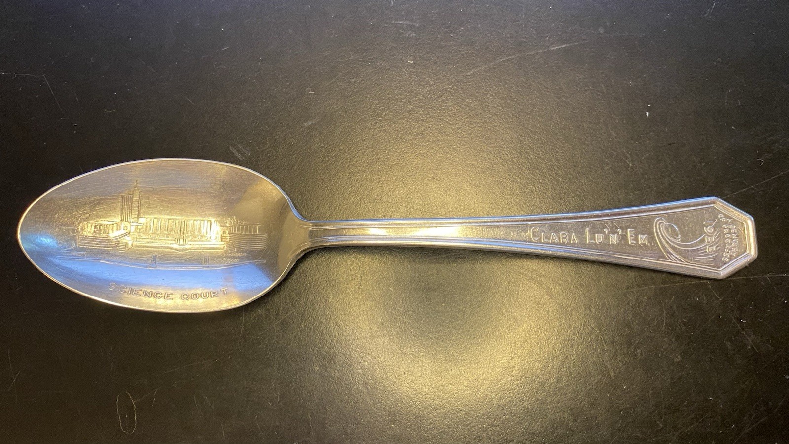 Lot Of 3 Silver Collector Spoons 1933 Clara Lu’N’Em Pinocchio Astrodome