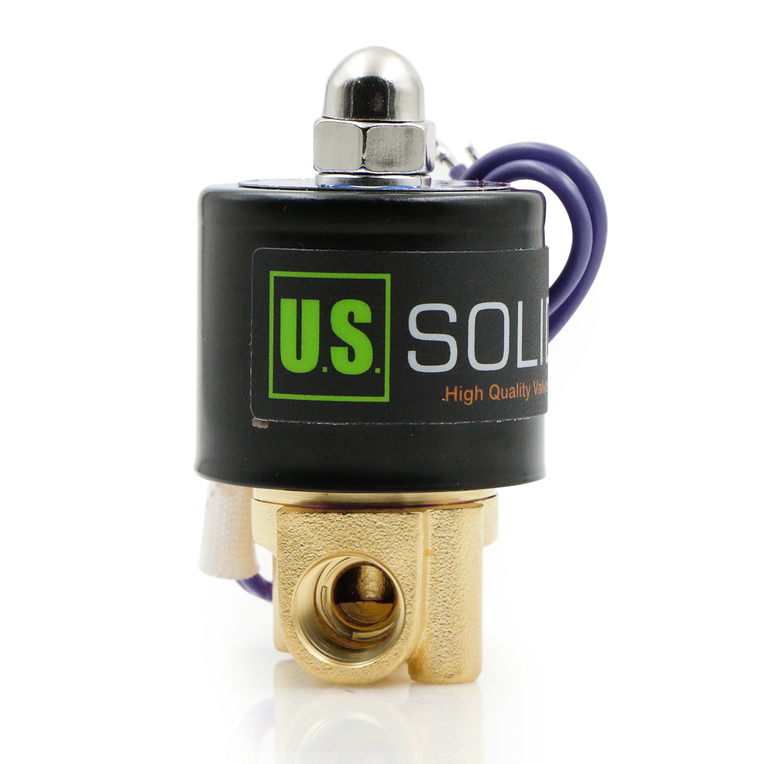 U.S. Solid Electric Solenoid Valve 1/4 inch Brass 12V DC