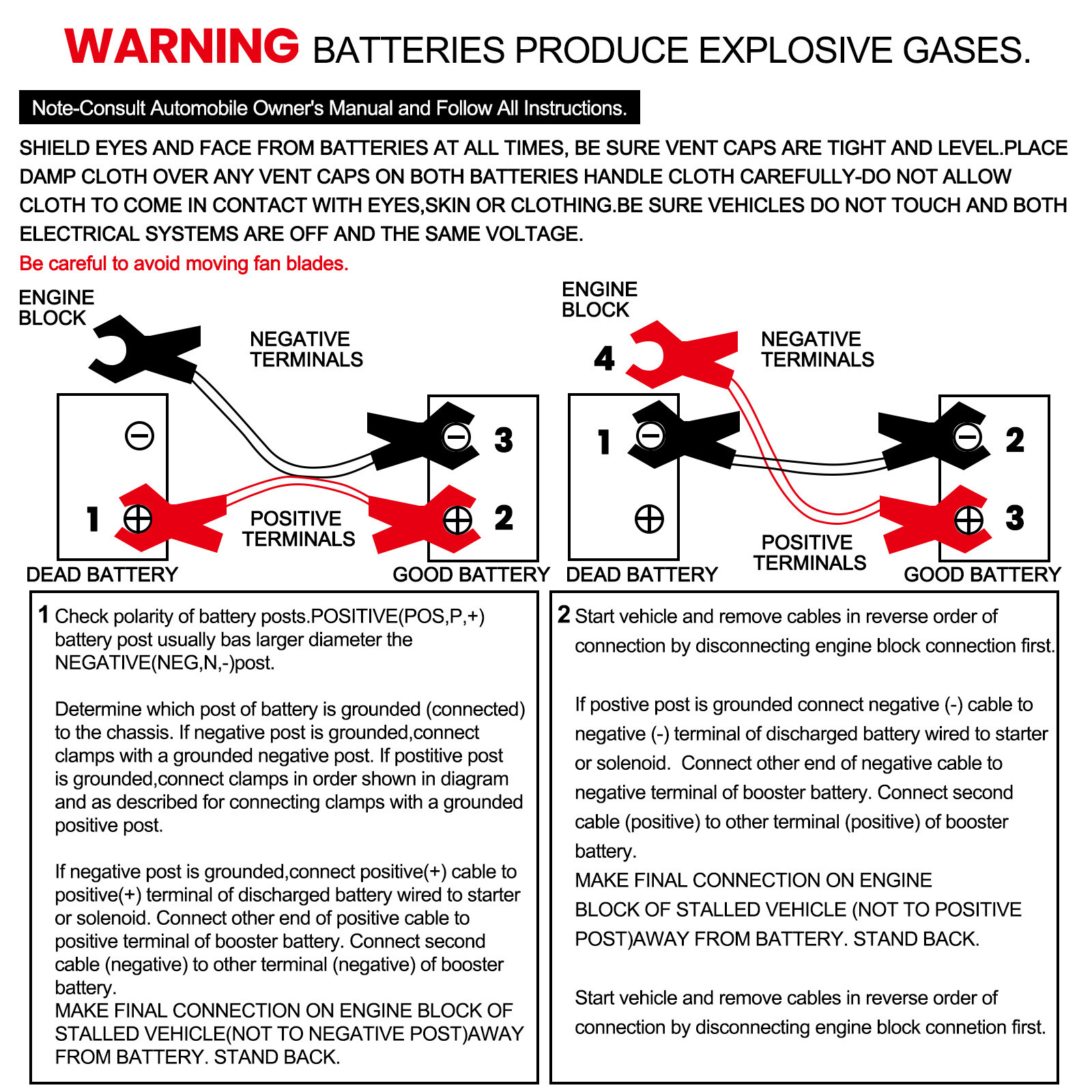 Heavy Duty Power Jumper Booster Cables Commercial Grade Battery 2 Gauge 800 AMP