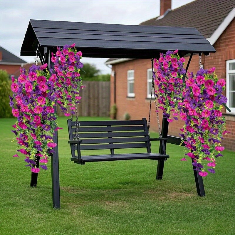 4PCS Artificial Morning Glory Vines UV Resistant Hanging Flowers Outdoor Decor