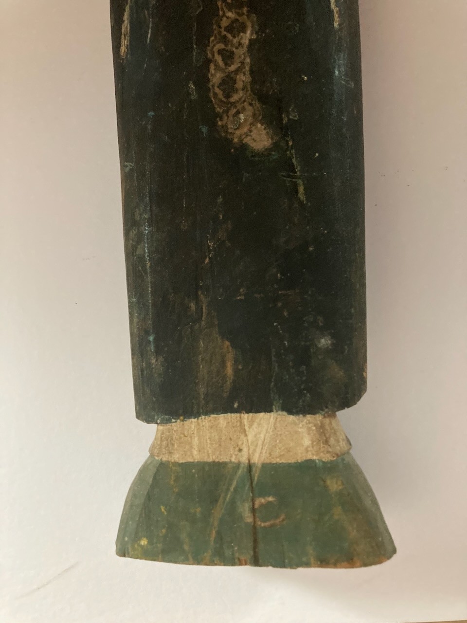 Authentic Antique Hand Carved Wooden Polychrome Santo Figure