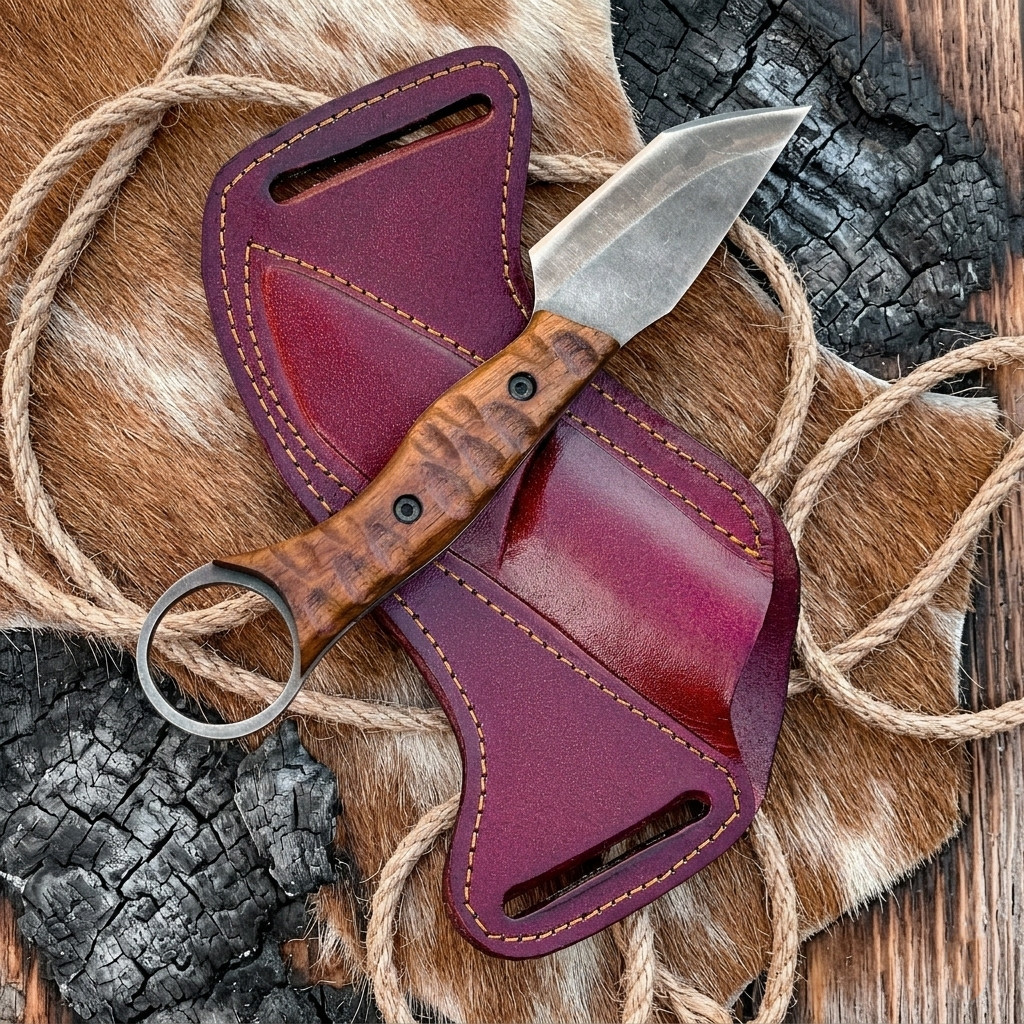 Handmade Fixed Blade Hunting Knife with Sheath, EDC Outdoor Bushcraft Knife