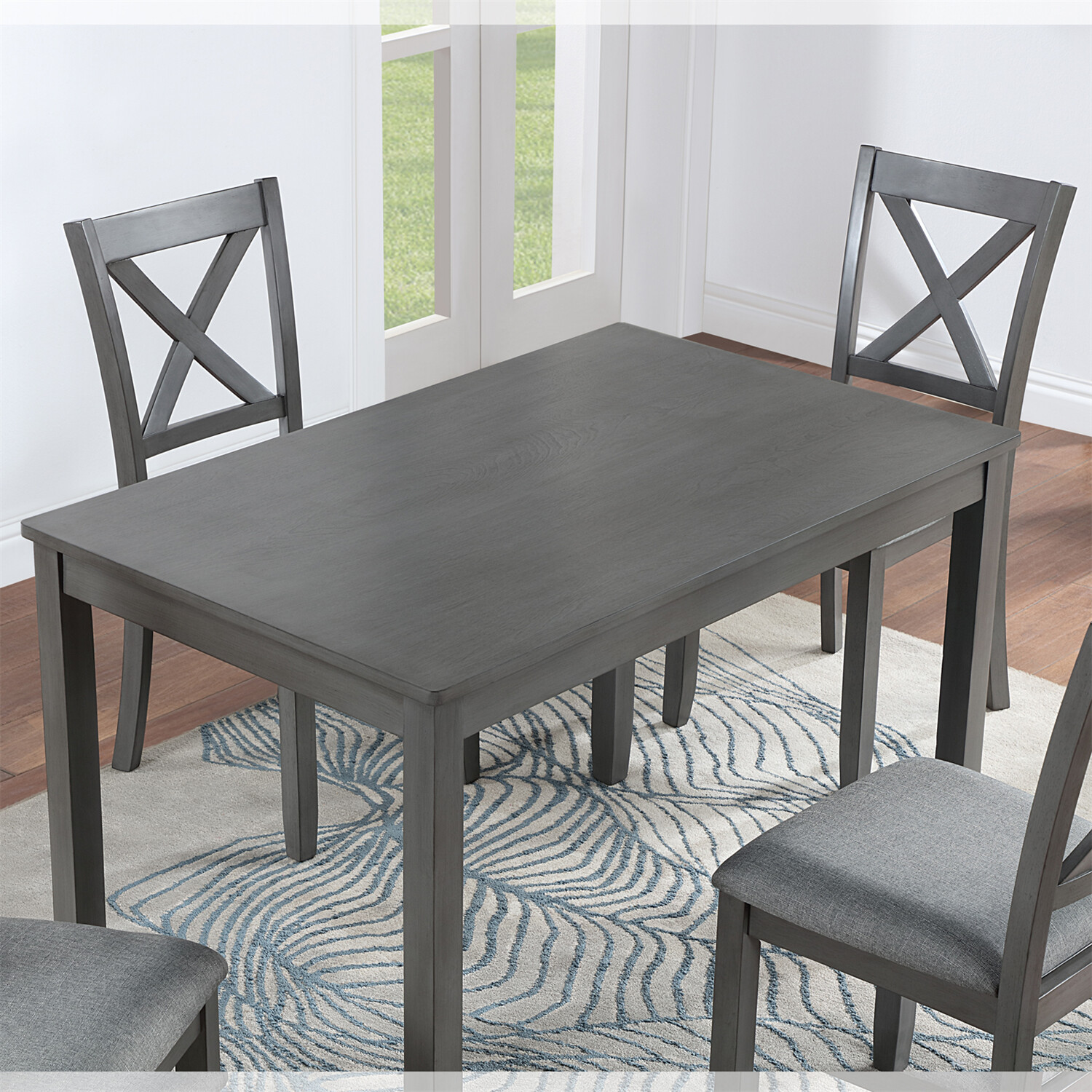 Dining Table Wood Table Rectangular Table Kitchen Table For 4 Person Gray US