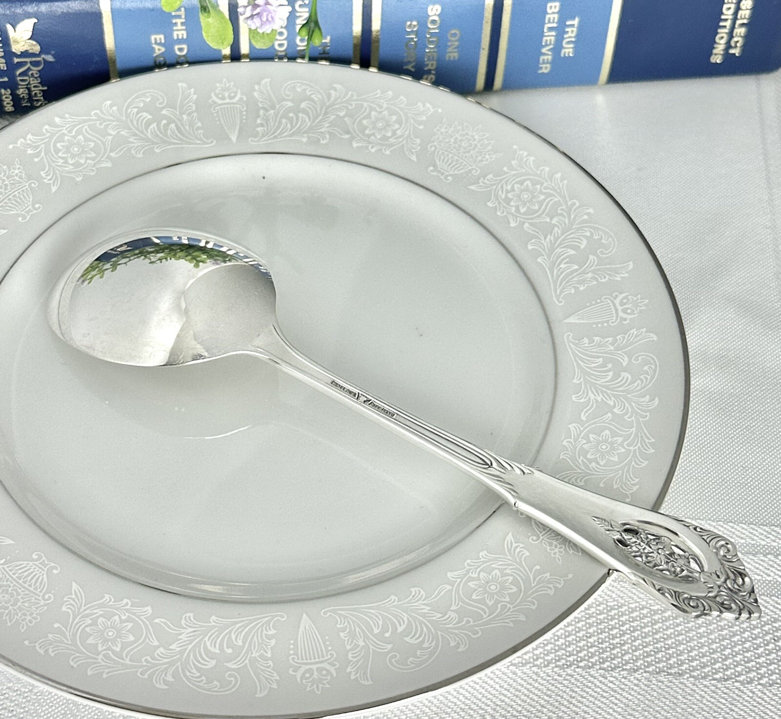 Wallace Rose Point Sterling Soup Spoon 5 7/8" Round Bowl Vintage Replacement