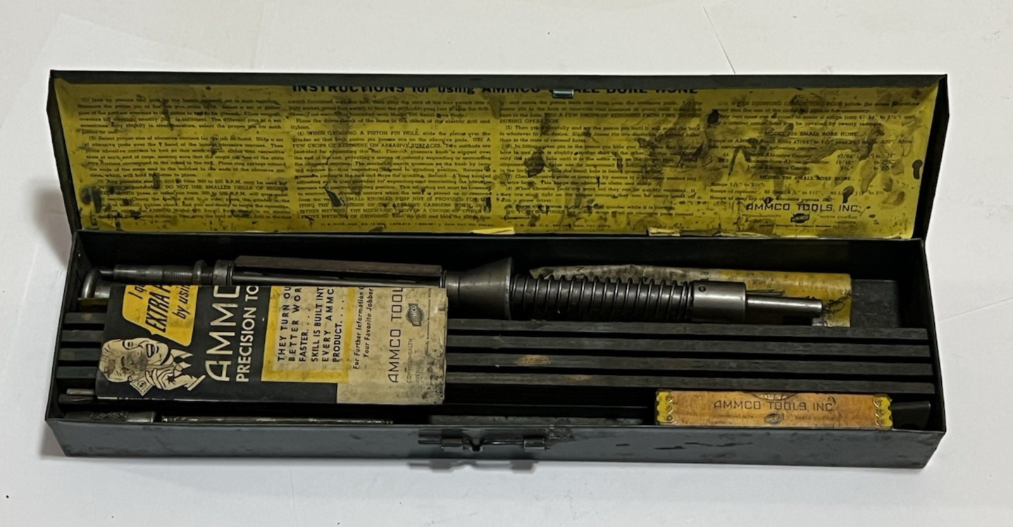 AMMCO Model 100 Vintage Small Bore Cylinder Hone Set in Box 47/64" - 1-5/16" USA