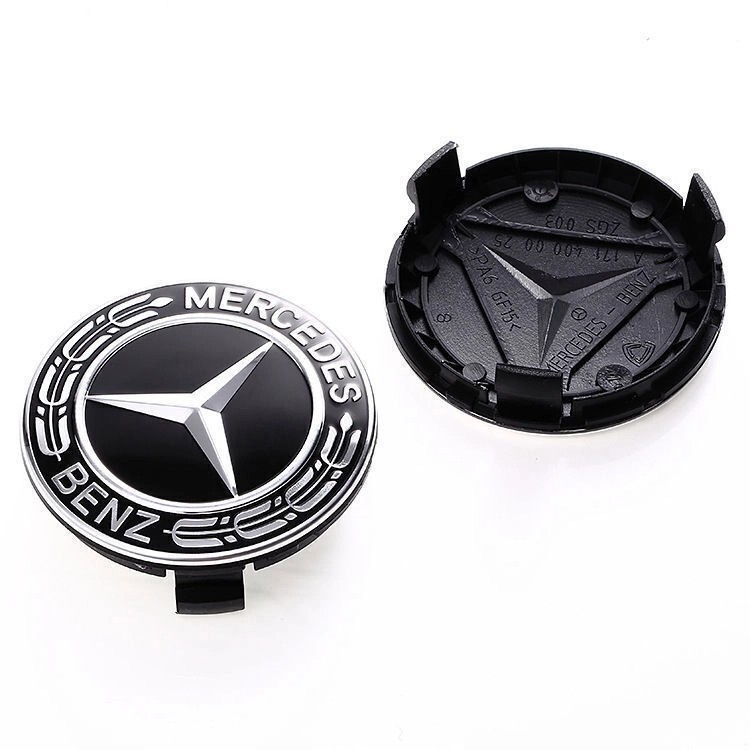 4PCS For Mercedes Benz Wheel Rims Center Hub Caps Wreath AMG 75mm Black Classic