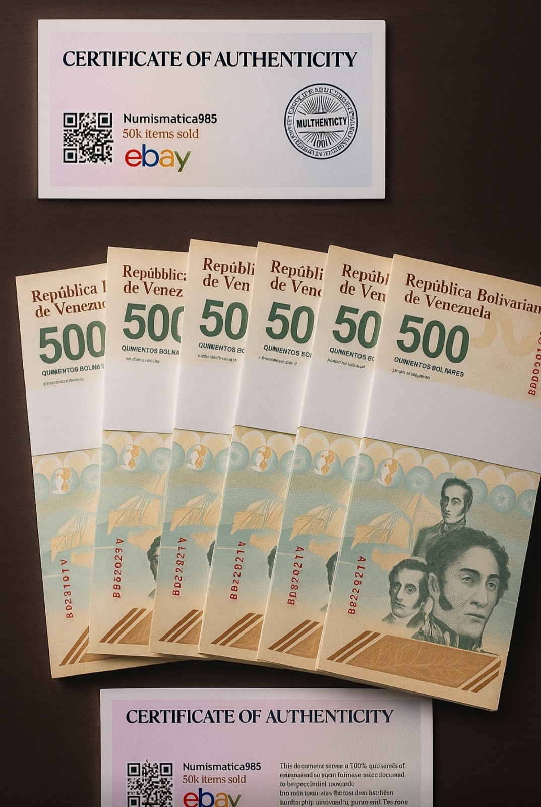VENEZUELA 500 DIGITALES 2023 UNC x10 NEW 500 Million Bolívares – COA Included