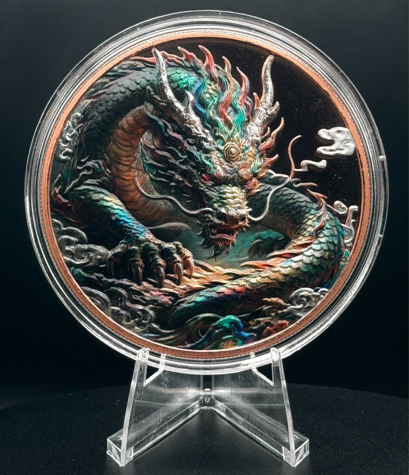 5 oz Copper Dragon Coin Colorized High Relief Dragon’s Lore round 2025 .999