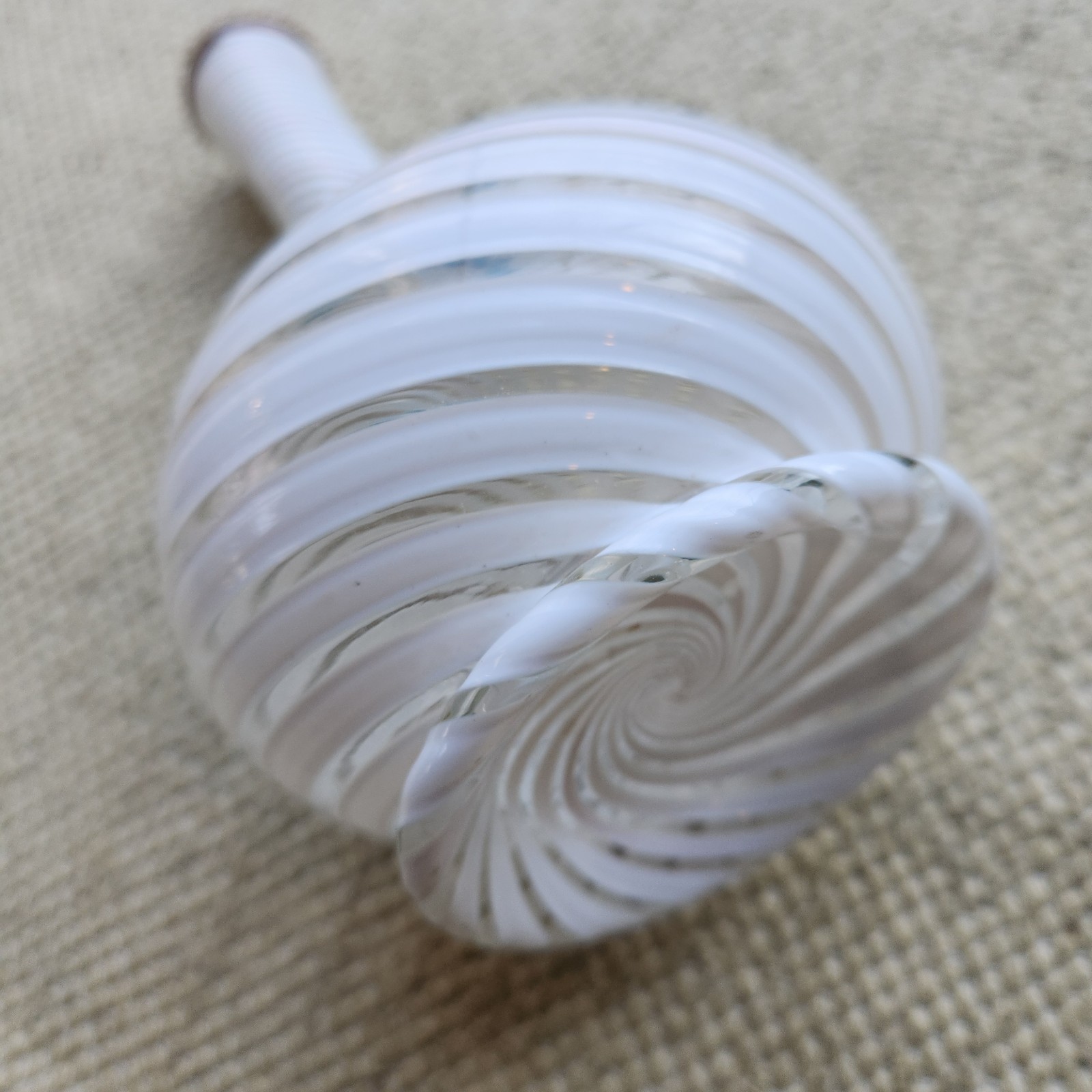 Italian Salviati Vetro a Fili Swirl Blue Rigaree Genie Bottle Decanter 2 Goblets